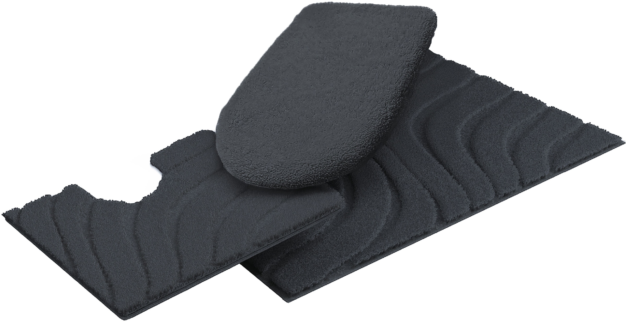 OTTO home Badematte »Levii, Badvorleger, Badezimmer Teppich, sehr weich«, rutschhemmend beschichtet, schnell trocknend-fußbodenheizungsgeeignet, Hoch-Tief-Effekt, weiche Haptik, Made in Europe
