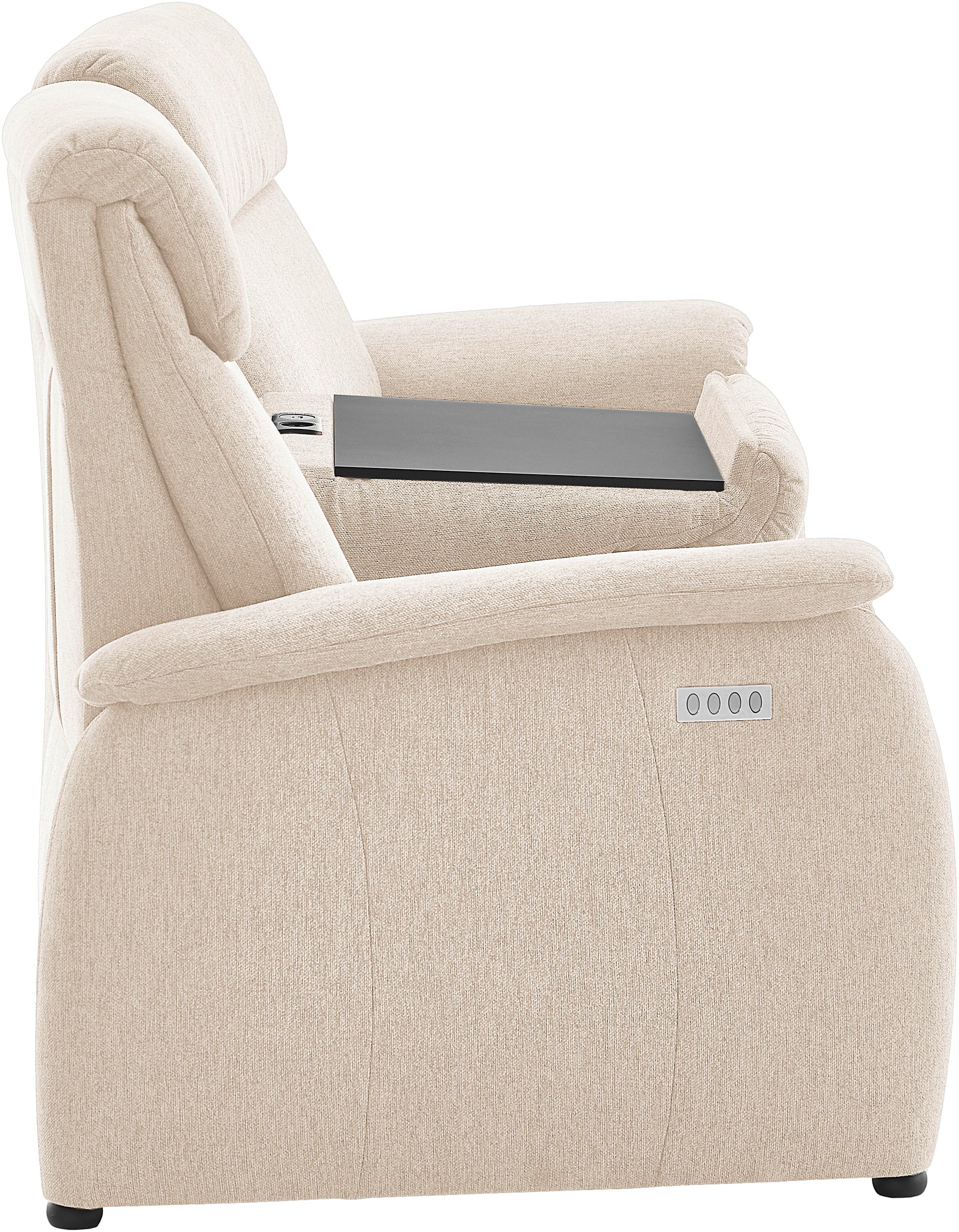 Home affaire Polstergarnitur »Turin, 2,5- & 3-Sitzer mit elektrischer Relaxfunktion« Set, 3-Sitzer mit Tischelement inkl. USB-Ladestation & Steckdose, 4 tlg. tlg. inkl. Tisch, USB & Steckdose, Federkern & pflegeleichtem Bezug