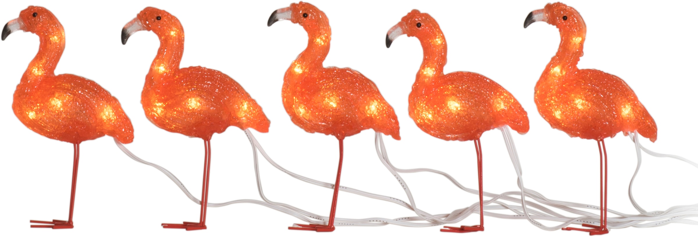 KONSTSMIDE Dekofigur, (1 St.), LED Acryl Flamingos, 5er-Set, 40  bernsteinfarbene Dioden auf Raten bestellen