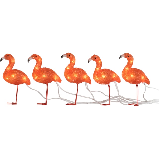 KONSTSMIDE Dekofigur, (1 St.), LED Acryl Flamingos, 5er-Set, 40  bernsteinfarbene Dioden auf Raten bestellen