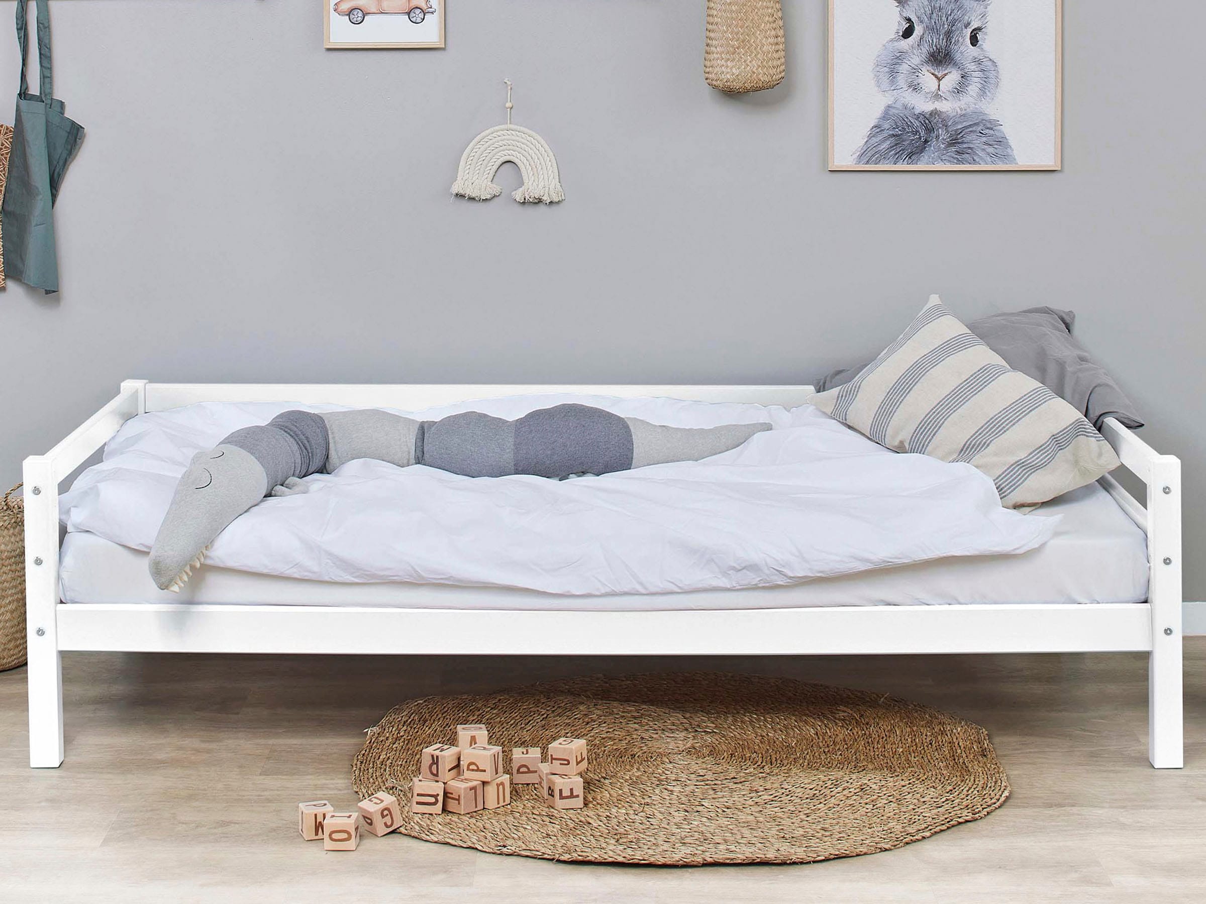 Hoppekids Daybett »Kinderbett ECO Dream, Einzelbett, Juniorbett 90x200«, (Bett), Weiß, Grün, Blau, Rosa, Grau