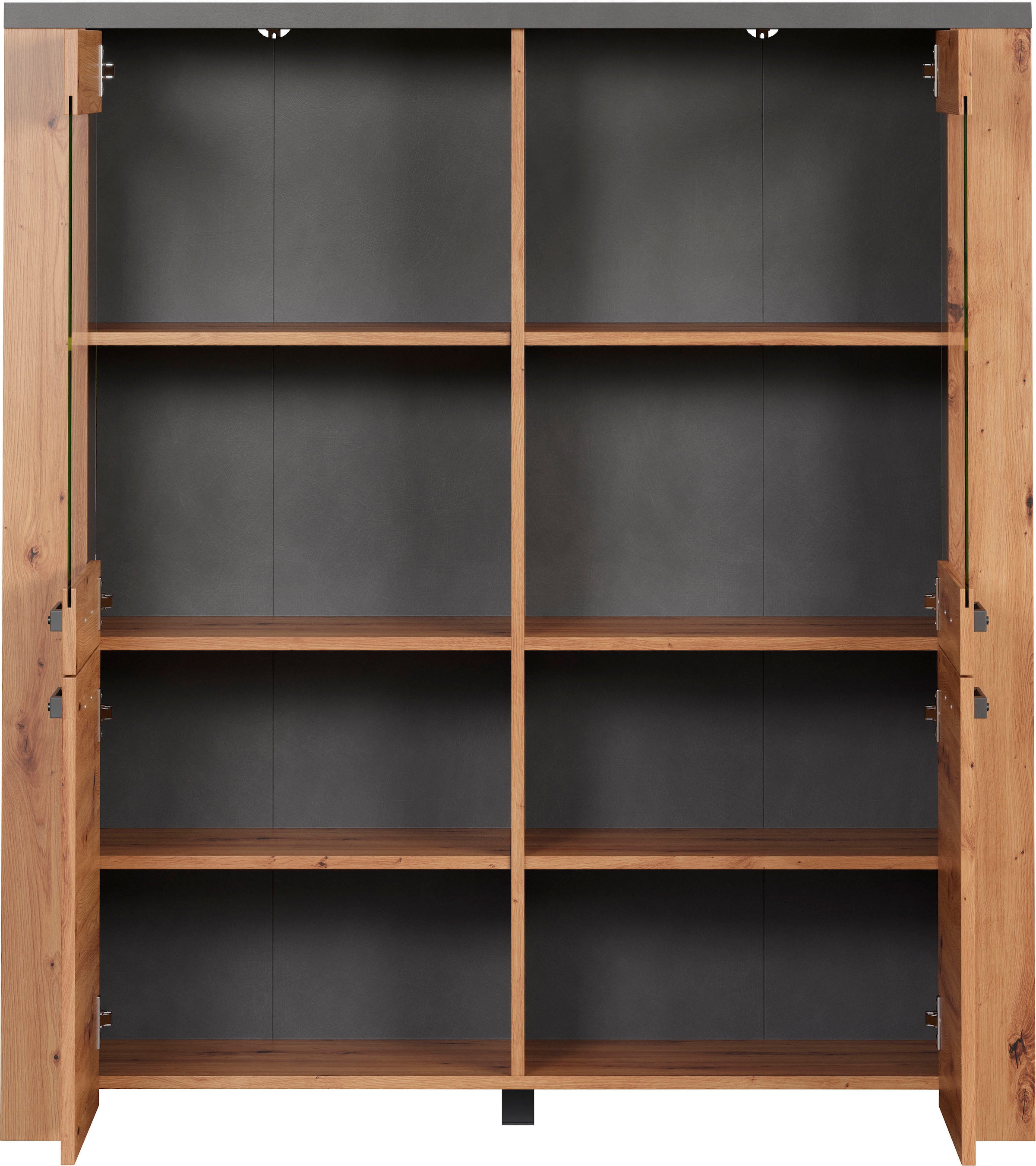 Home affaire Highboard »Ambres«, (1 St.), Vitrine, Echtholzoptik, ca. Maße BxH: 127x139 cm