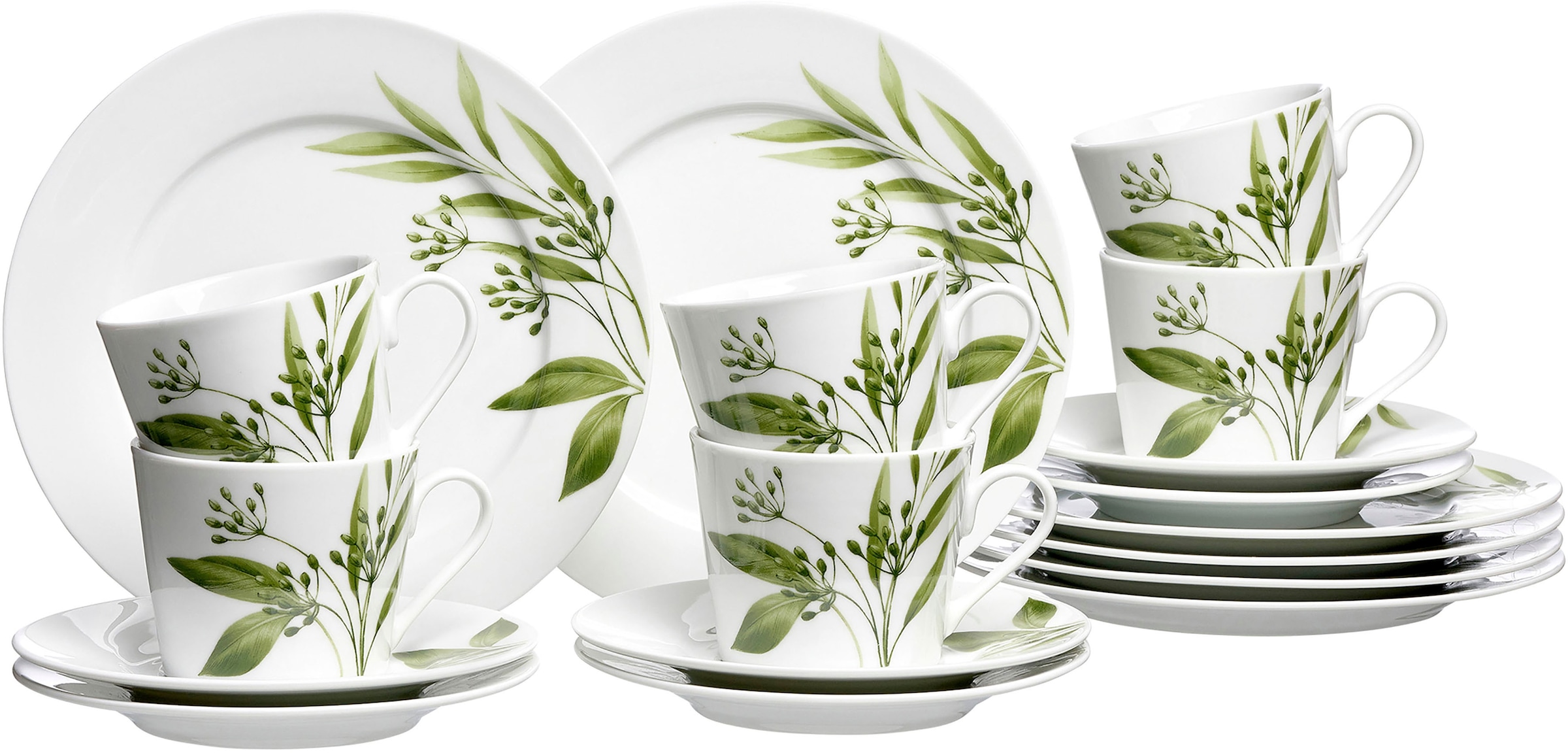 RITZENHOFF & BREKER Kaffeeservice »Evora« Geschirr-Set mit Botanik-Motiv grün