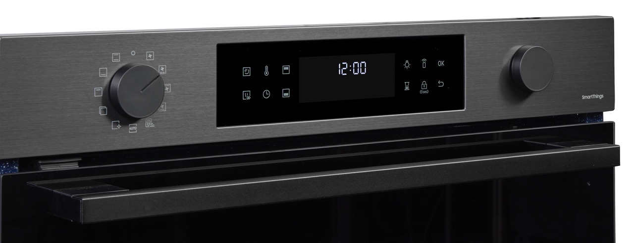 Samsung Pyrolyse Backofen Serie 4 »NV7B44503DB« mit Teleskopauszug nachrüstbar mit Pyrolyse-Selbstreinigung Die matte Optik sorgt für ein elegantes und modernes Aussehen