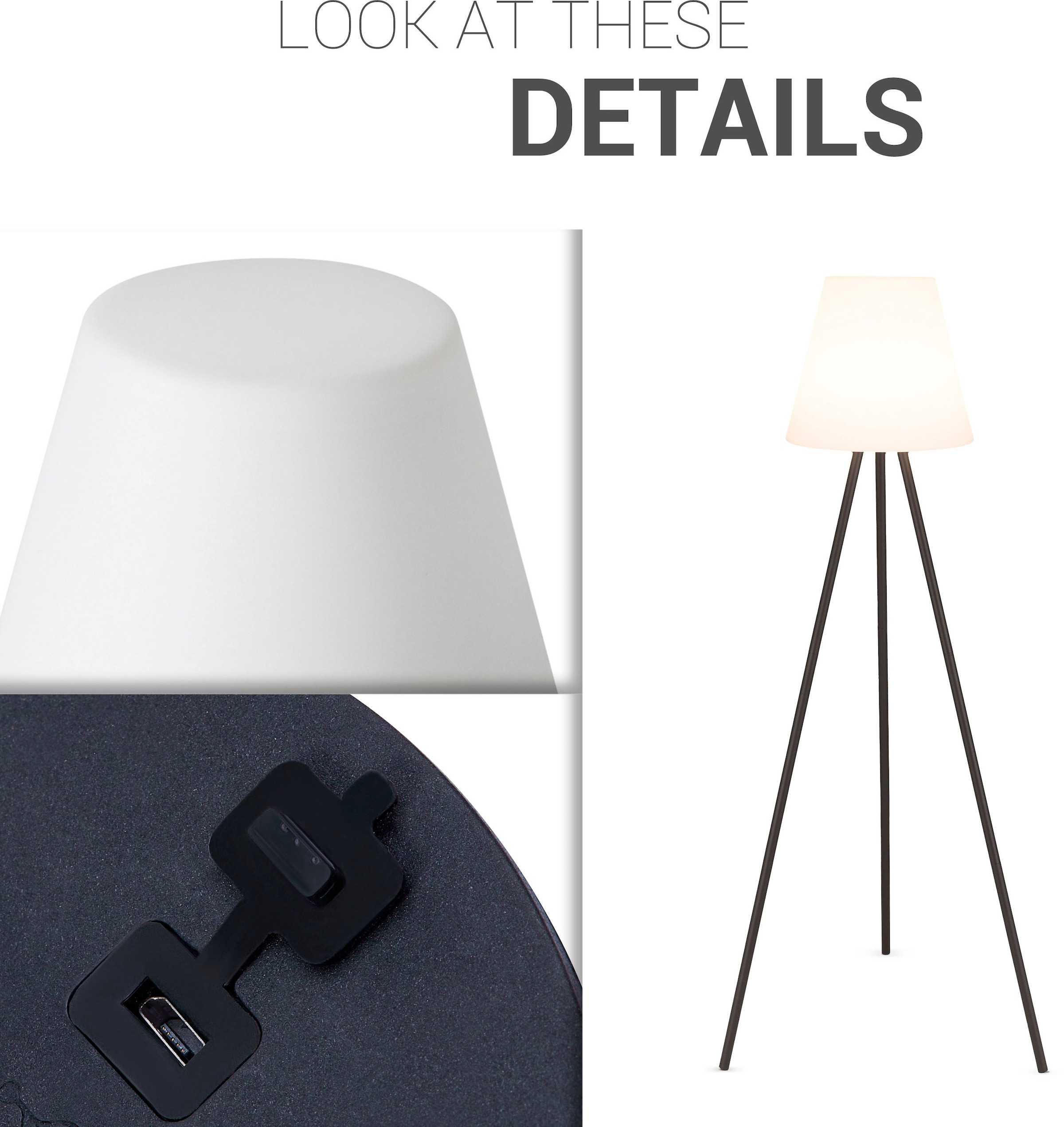 Paco Home Stehlampe »ROBIN«, Leuchtmittel LED-Board | LED fest integriert, LED Stehlampe Industrie In- und Outdoor Akku Garten Terasse