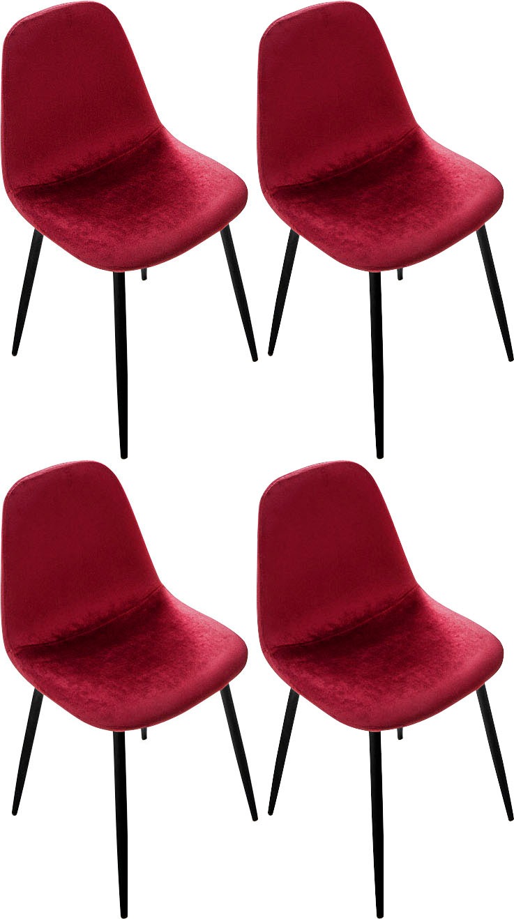 PAROLI Polsterstuhl »Skadi« (Set) 4 Stk.(2 oder 4 Stück), mit Veloursbezug und in 2 Gestellfarben bordeaux