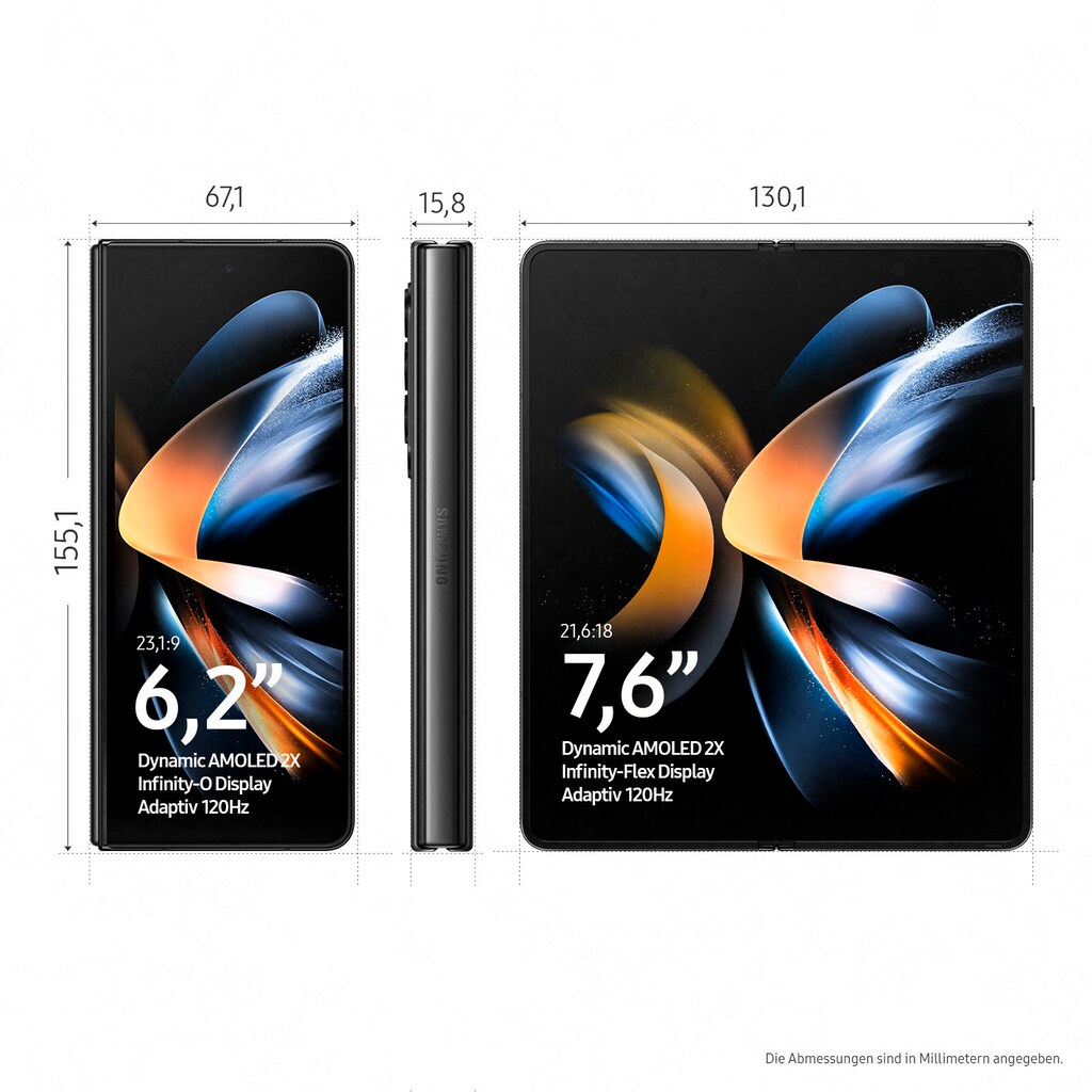 Samsung Smartphone »Galaxy Z Fold4«, Phantom Black, 19,21 cm/7,6 Zoll, 256 GB Speicherplatz, 50 MP Kamera