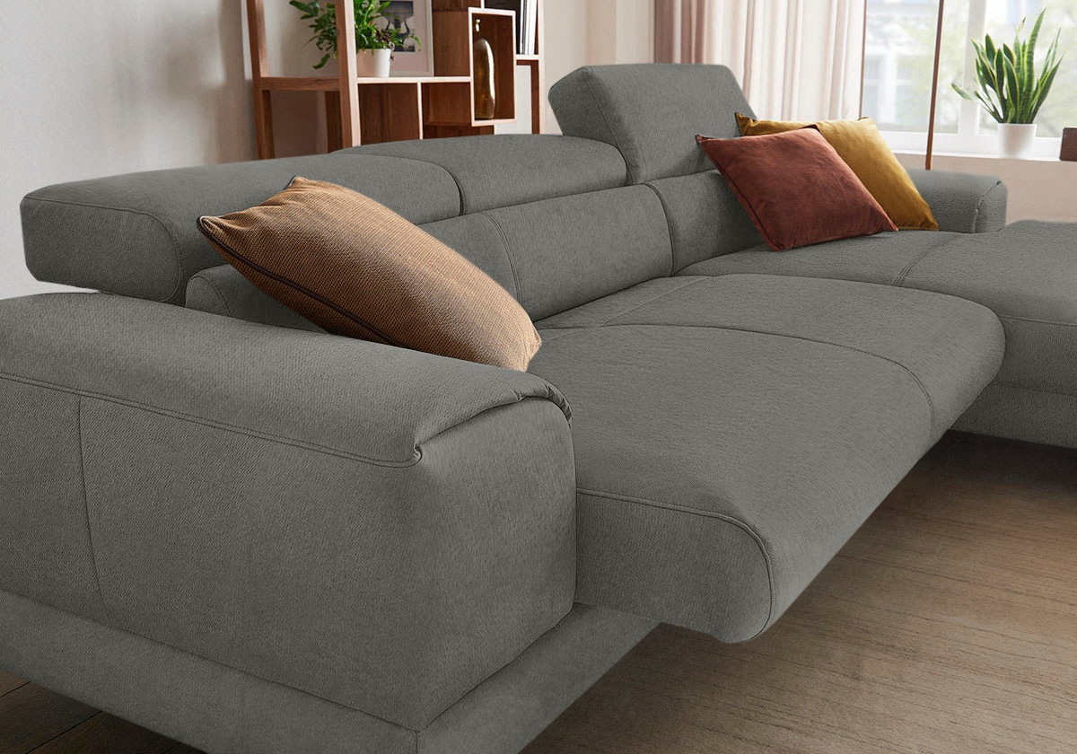 W.SCHILLIG Ecksofa »piedroo, Designsofa mit tollem Sitzkomfort, elegant und bequem, L-Form«, Kopfteilverstellung, wahlweise mit Sitztiefenverstellung, Breite 303cm