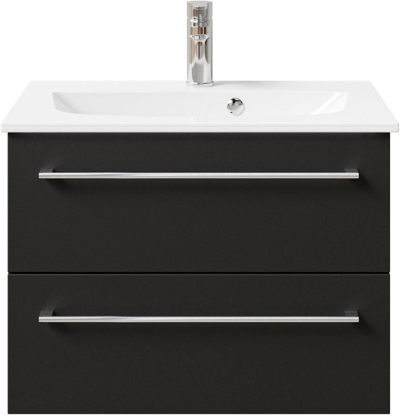 Saphir Waschtisch »Serie 6025 Mineralmarmor-Waschtisch mit Unterschrank, 67 cm breit«, Waschplatz mit 2 Schubladen, hängend, verschiedene Ausführungen