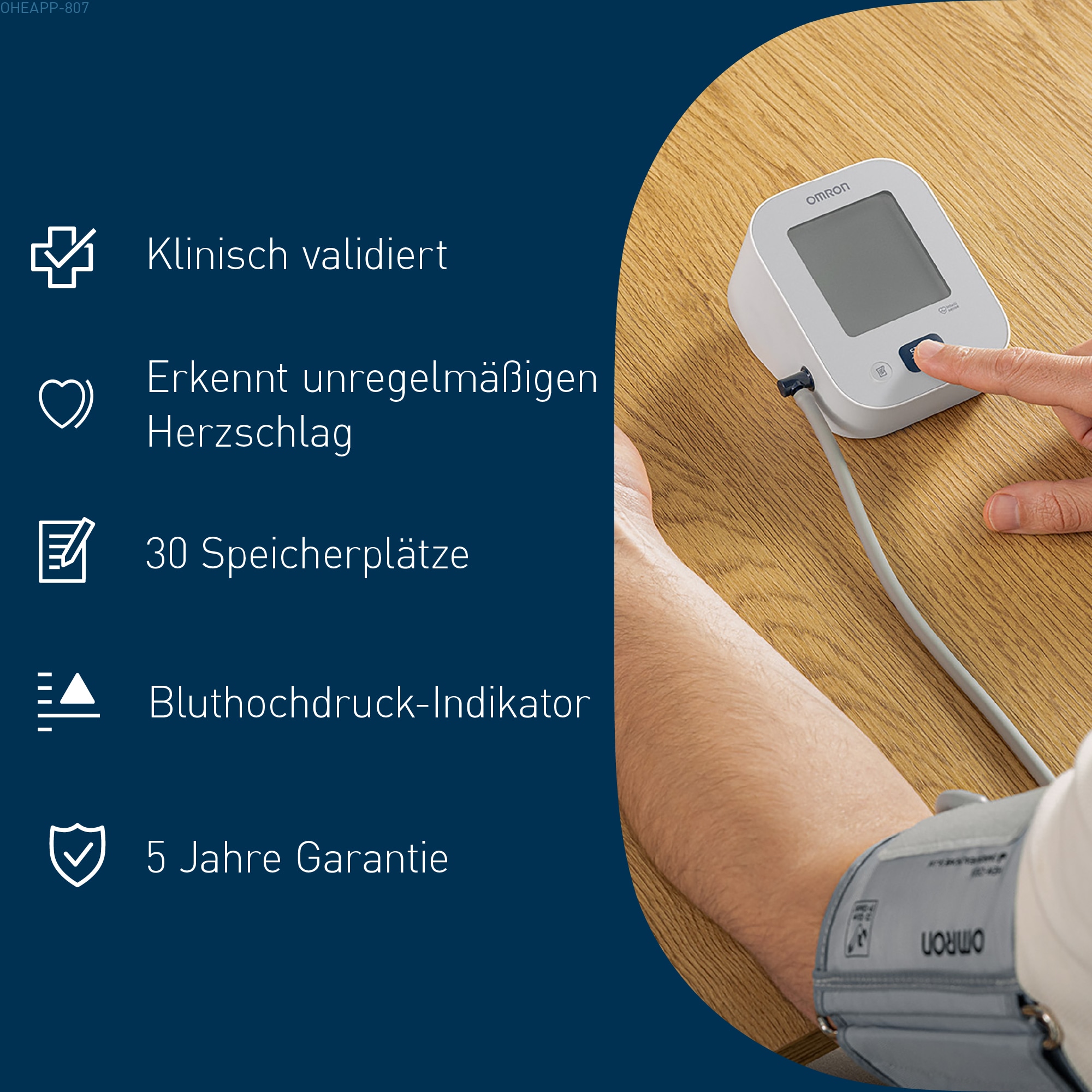 Omron Oberarm-Blutdruckmessgerät »X2 Essential, M-Manschette (22-32cm),erkennt unregelmäßige Herzschläge« Klinsich validiert, präzise, komfortable und einfache Blutdruckmessung