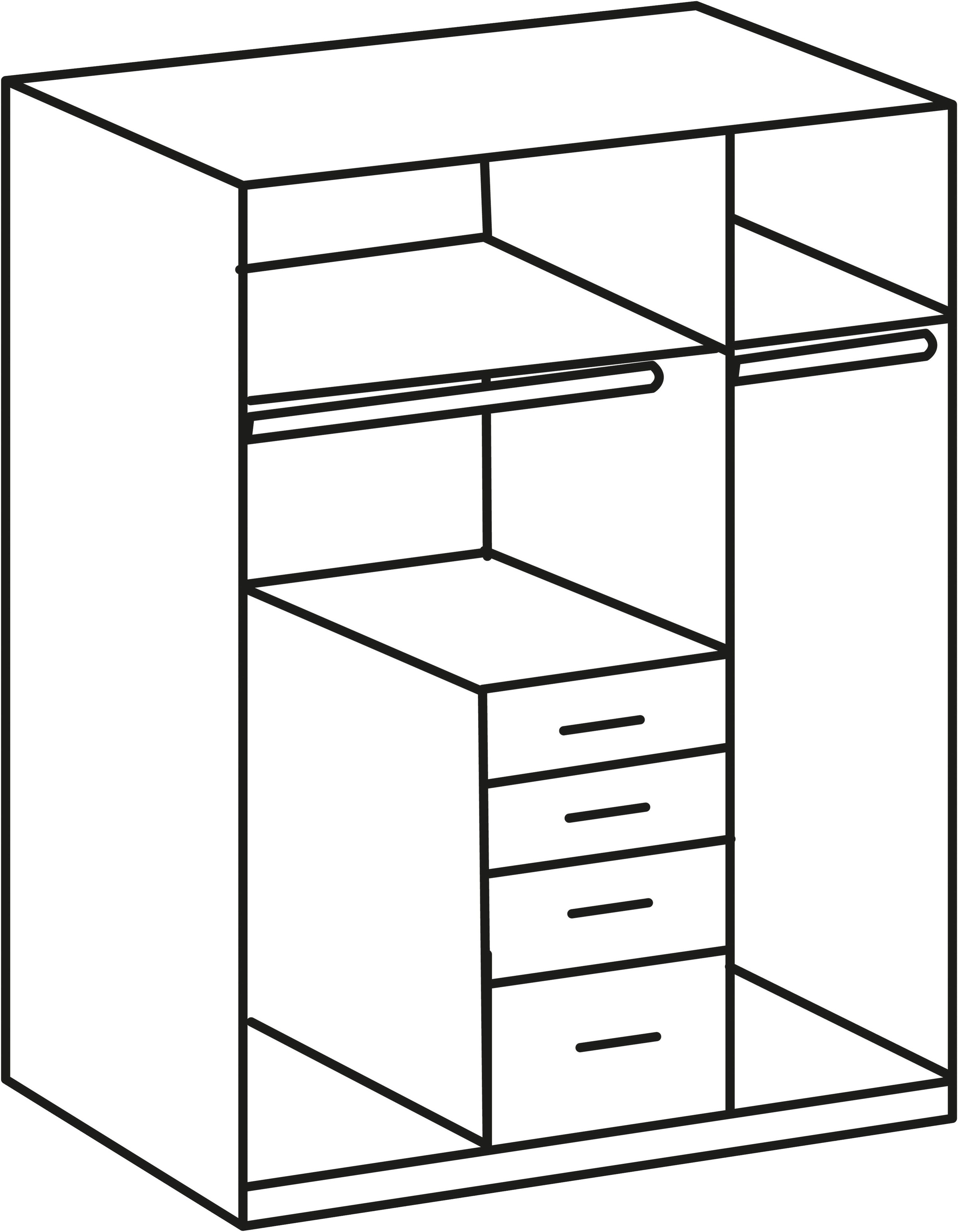 Wimex Kleiderschrank »Cottbus, in weiß oder grau modern kombiniert mit graphitfb.Schubladen«, (in 3 Größen, schwarze Griffe, Made in Germany), mit 4 Schubladen, wahlweise mit oder ohne Spiegel