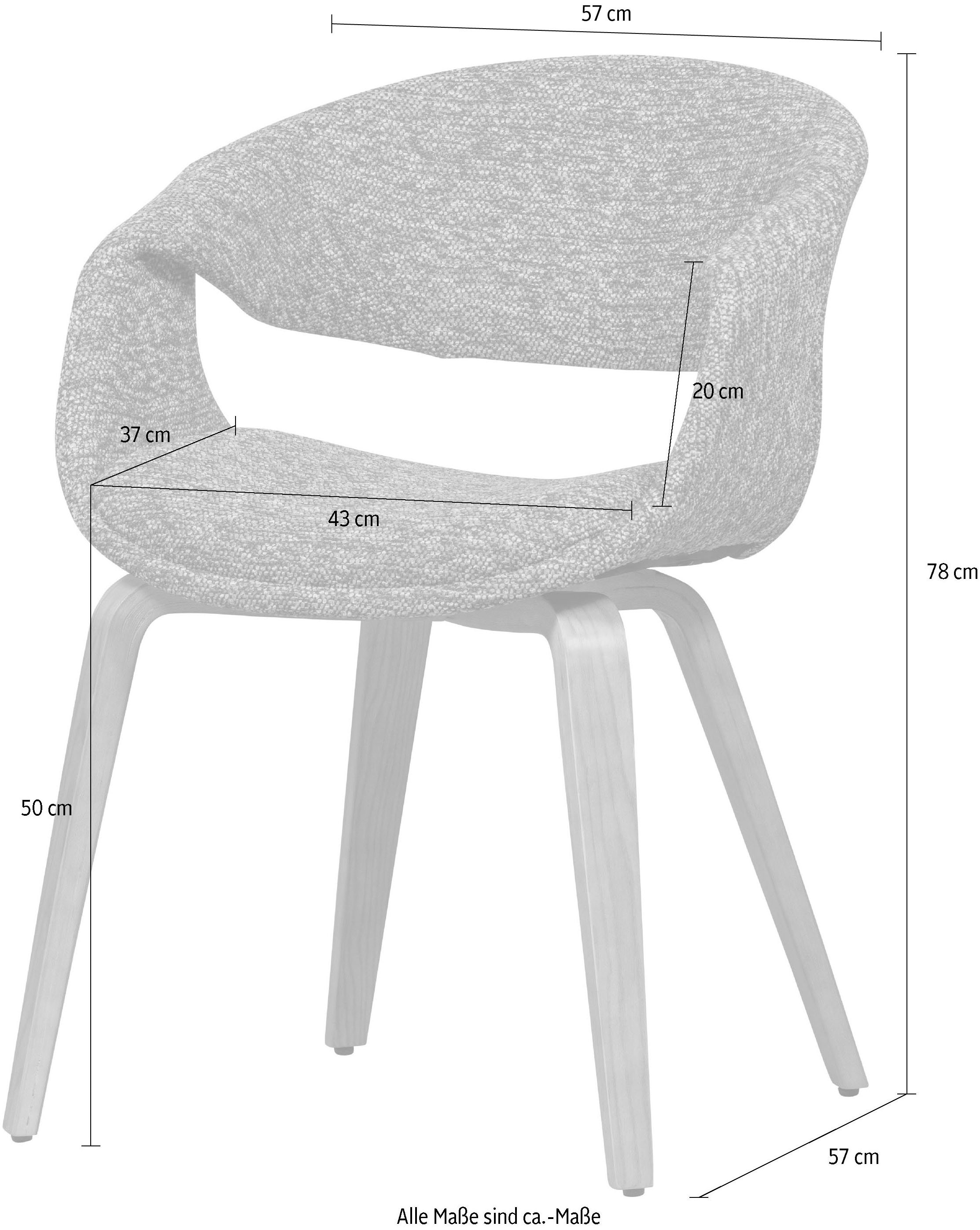 WOOOD Esszimmerstuhl »Yossi mit Gewebtem Bezug und Holzgestell B57 x T57 x H78 cm (2er-Set)« (Set) 2 Stk.Maximale Verschleißfestigkeit, Pfleiglicht, Tragkraft 136 kg