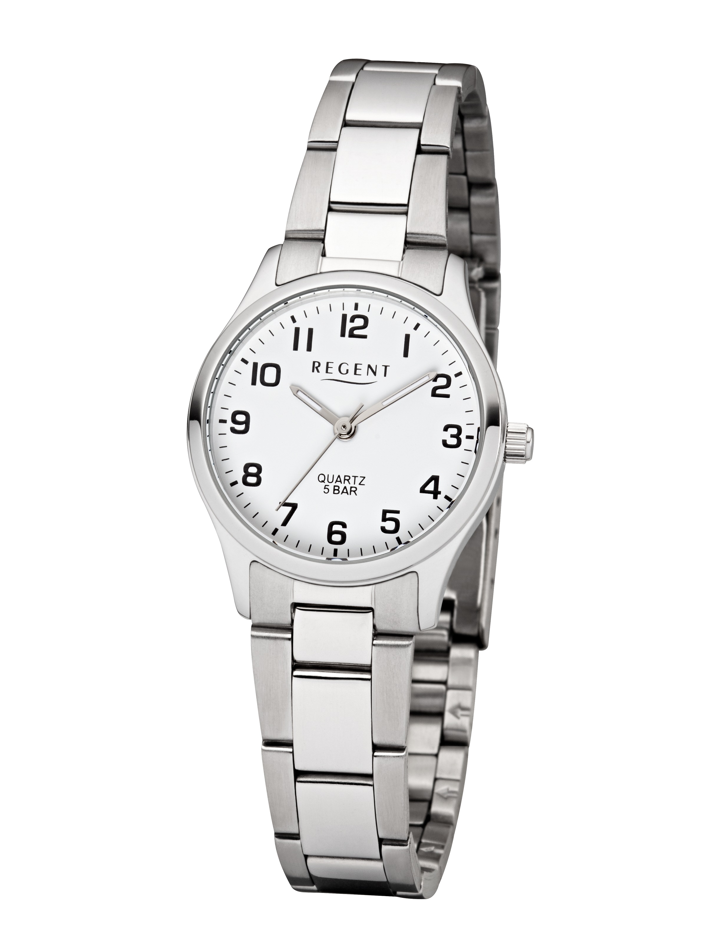 REGENT Quarzuhr Armbanduhr, Damenuhr, Edelstahlarmband, analog edelstahlfarben Klassische Armbanduhr