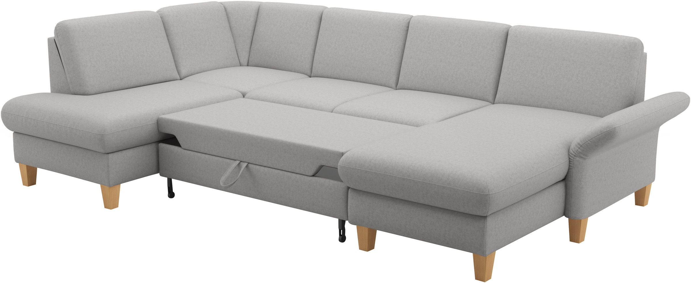 Home affaire Wohnlandschaft »Rochelle, U-Form«, optional mit Armteilverstellung, mit Bettfunktion & Bettkasten