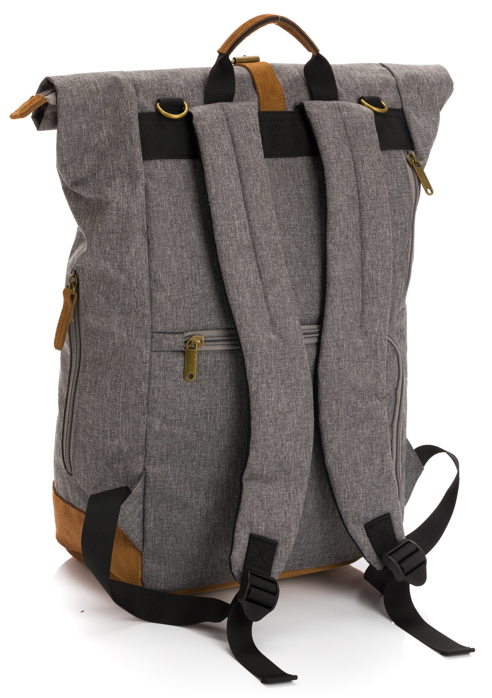 Fillikid Wickelrucksack »Rolltop Berlin, grau melange«, Reflektoren, inkl. Wickeltunterlage