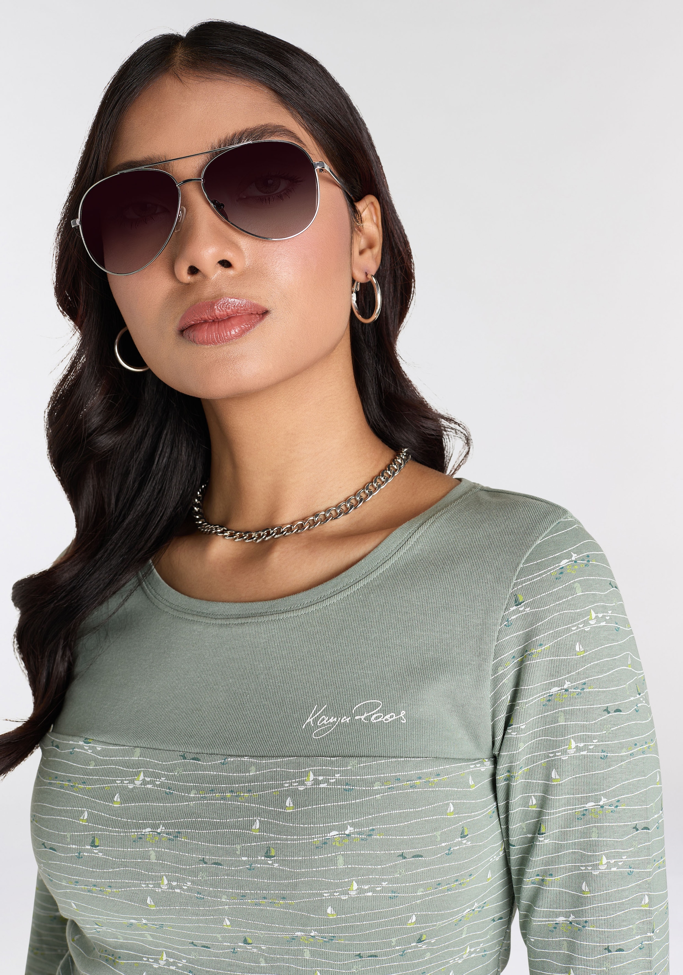 KangaROOS Langarmshirt, Langarm, sehr figurbetont, aus Baumwolle