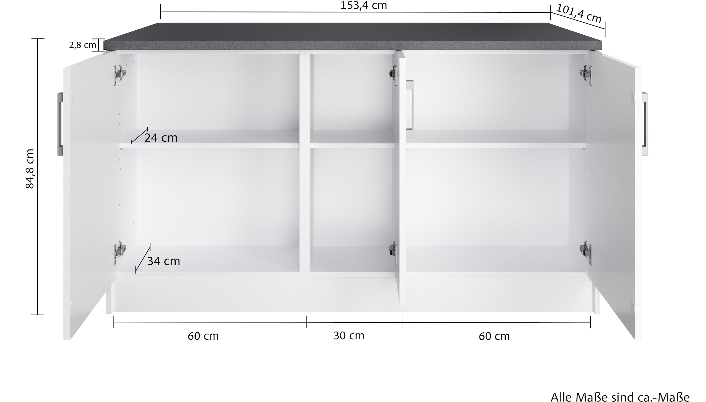 KOCHSTATION Kücheninsel »KS-Toronto«, Breite 153 cm, MDF-Fronten, Flaschenregal