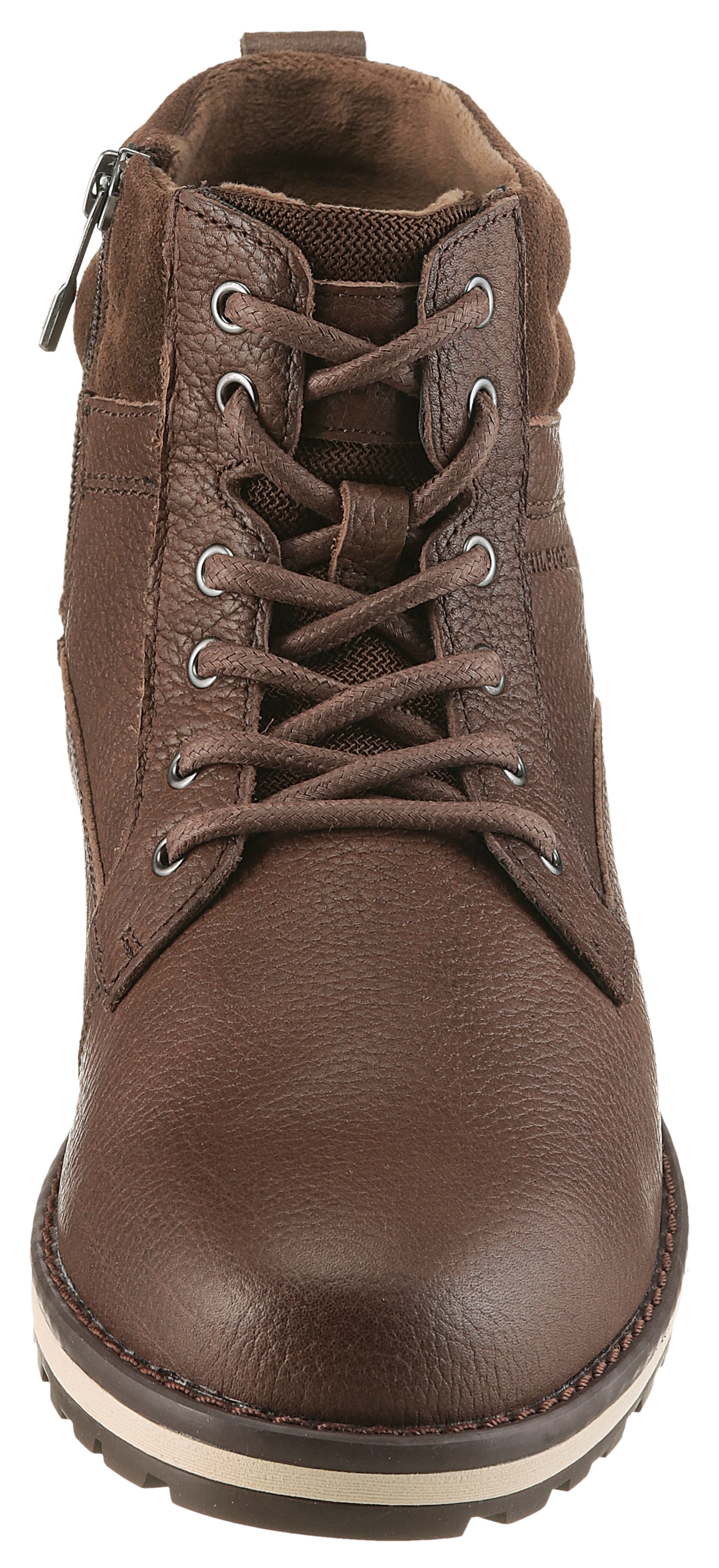 Tommy Hilfiger Schnürboots »CORPORATE W LTH LACE BOOT«, Schnürstiefelette mit Ziernähten und Anziehlasche