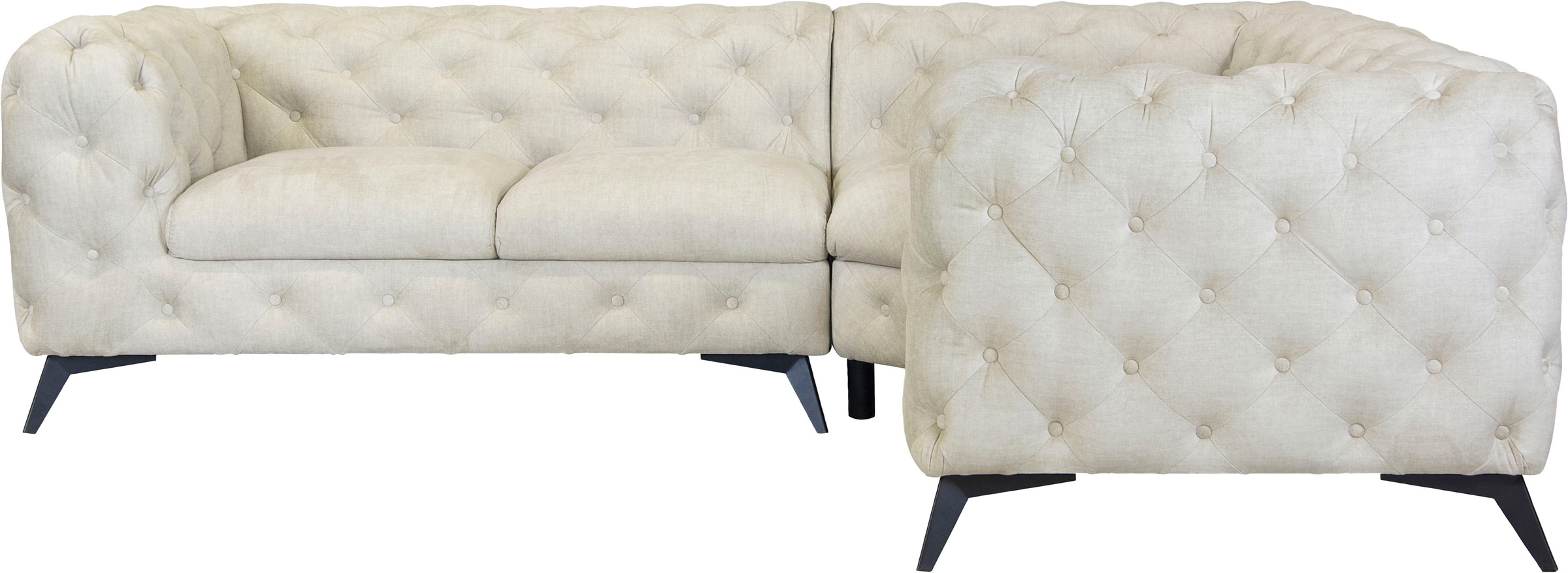 Leonique Chesterfield-Sofa »Ecksofa GLYNIS L-Form mit Wellenunterfederung, günstig online kaufen
