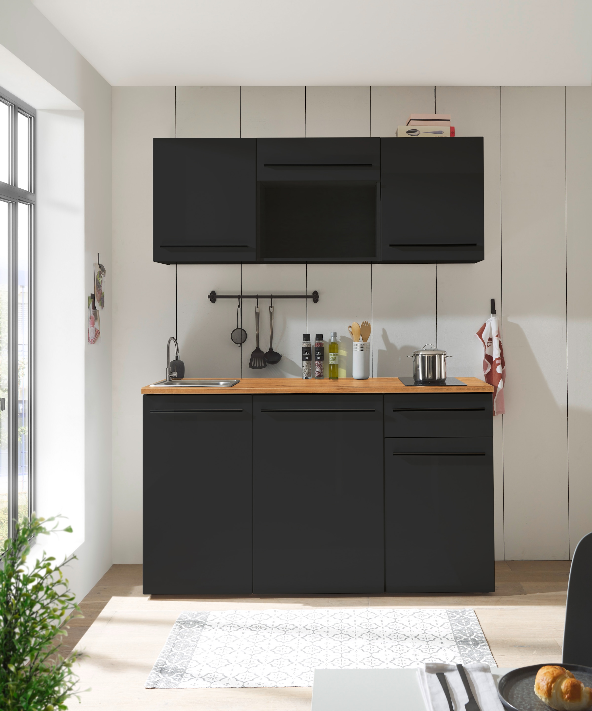 BASIC by Balculina Küchenzeile »Jazz Singleküche«, Breite 160 cm, mit und ohne Geräte lieferbar