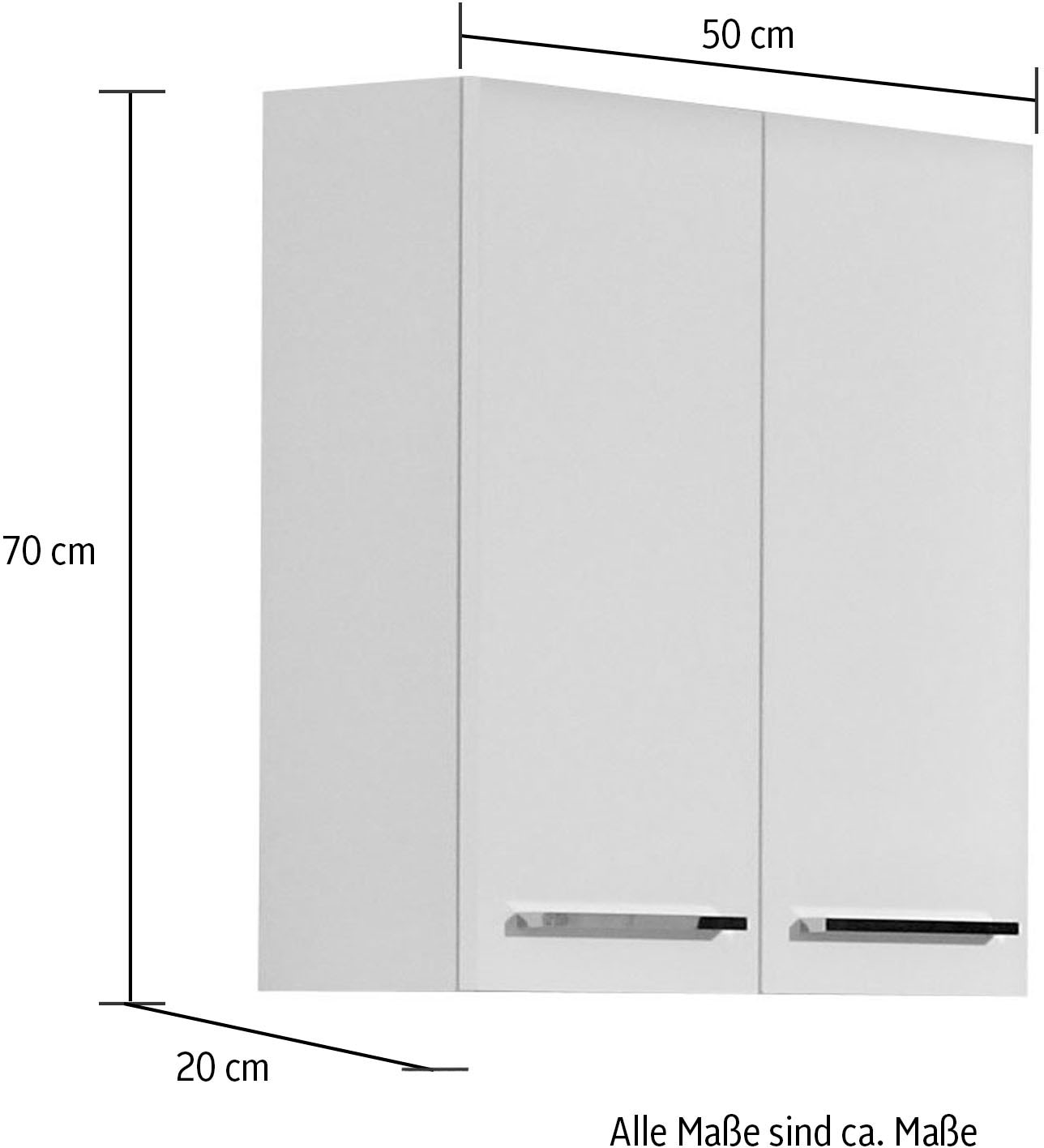 Saphir Hängeschrank »Quickset 335 Badschrank 50 cm breit mit 2 Türen und 2 Einlegeböden«, Badezimmer-Hängeschrank inkl. Türdämpfer, Griffe in Chrom Glanz