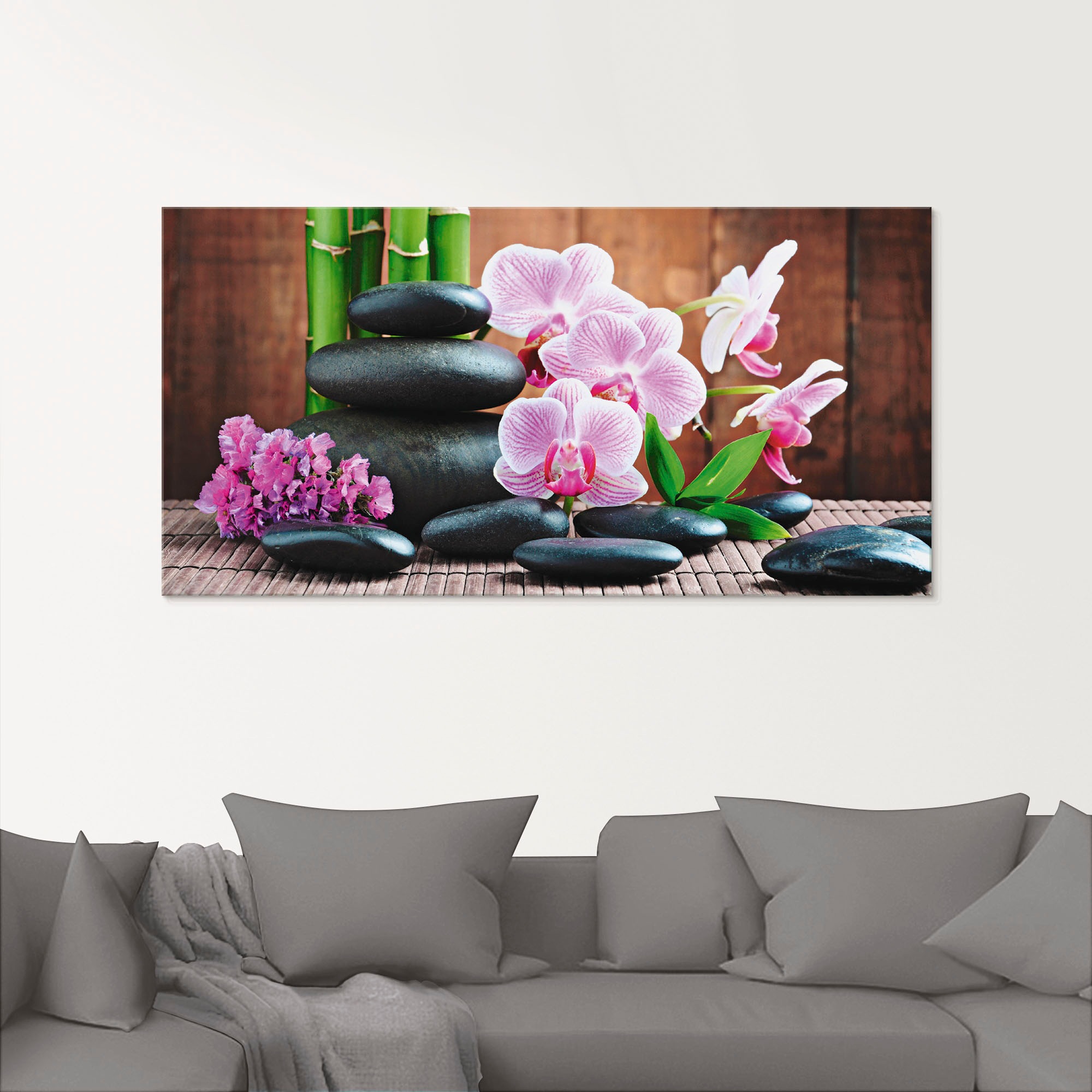 Artland Glasbild »Spa Konzept Zen Steinen Orchideen«, Zen, (1 St.), in vers günstig online kaufen