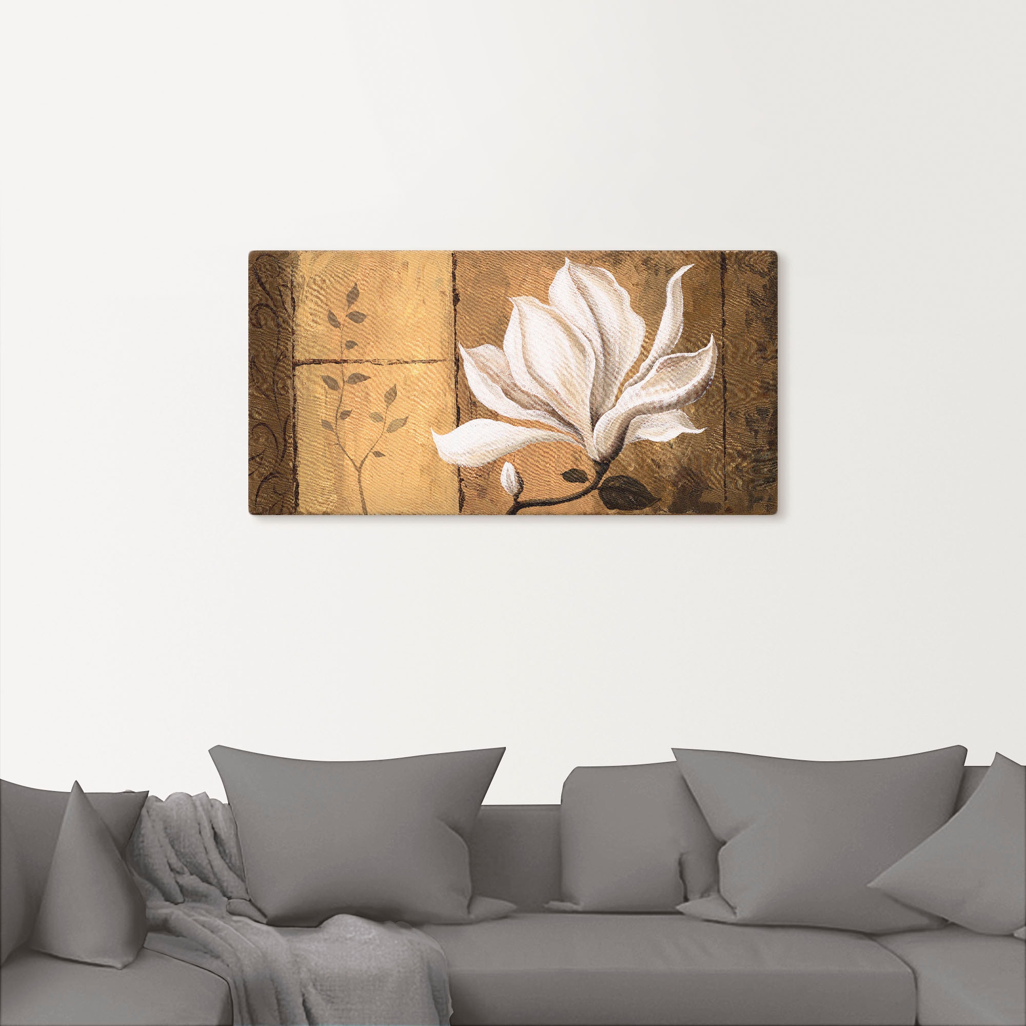 Artland Wandbild »Magnolie an Gold-Braun«, Blumen, (1 St.), als Leinwandbild, Poster in verschied. Größen