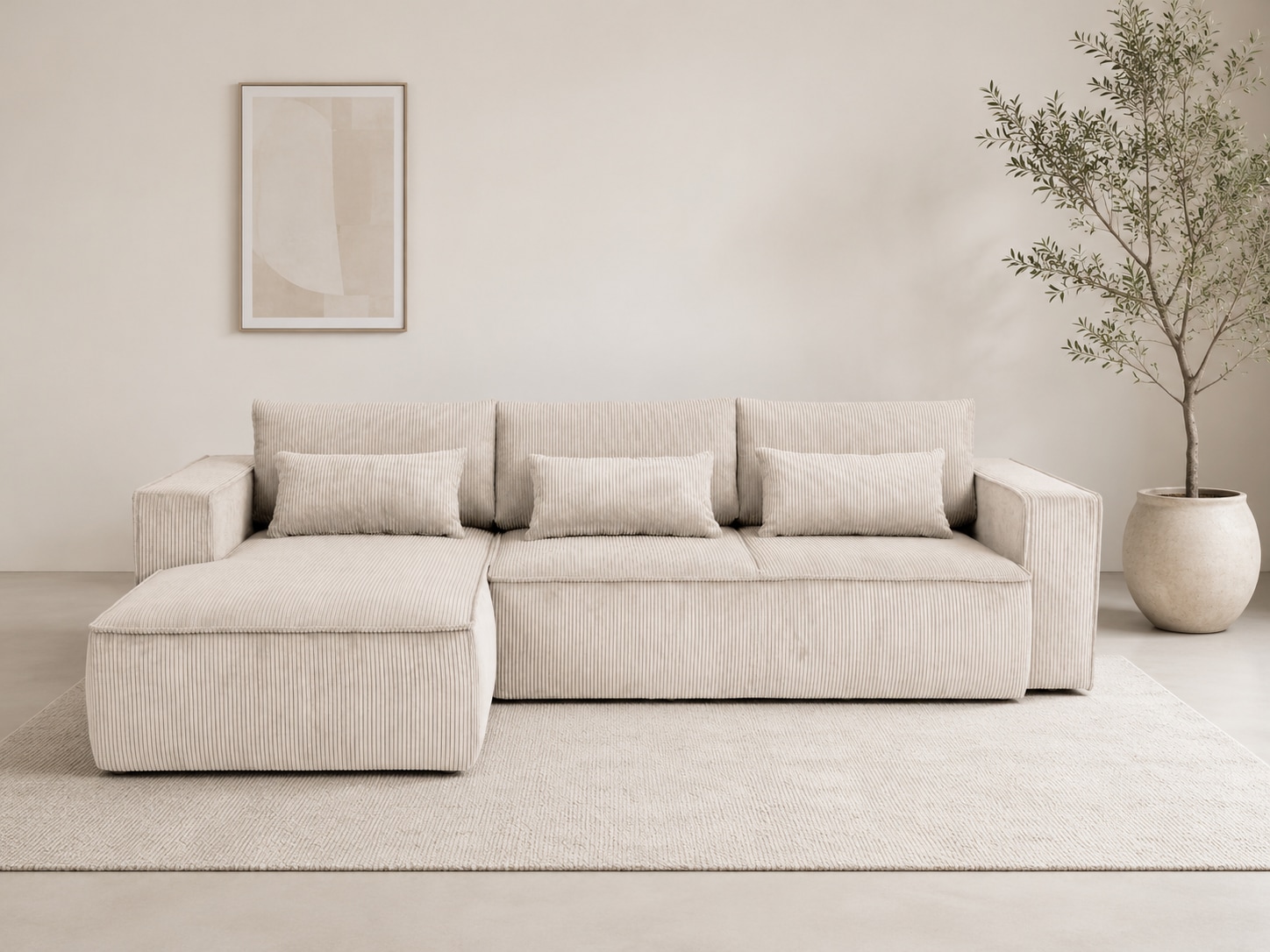 OTTO home Ecksofa »Tillian, Schlafsofa« Breite 294 cm, Breitkord, Sitzfläche mit Taschenfederkern