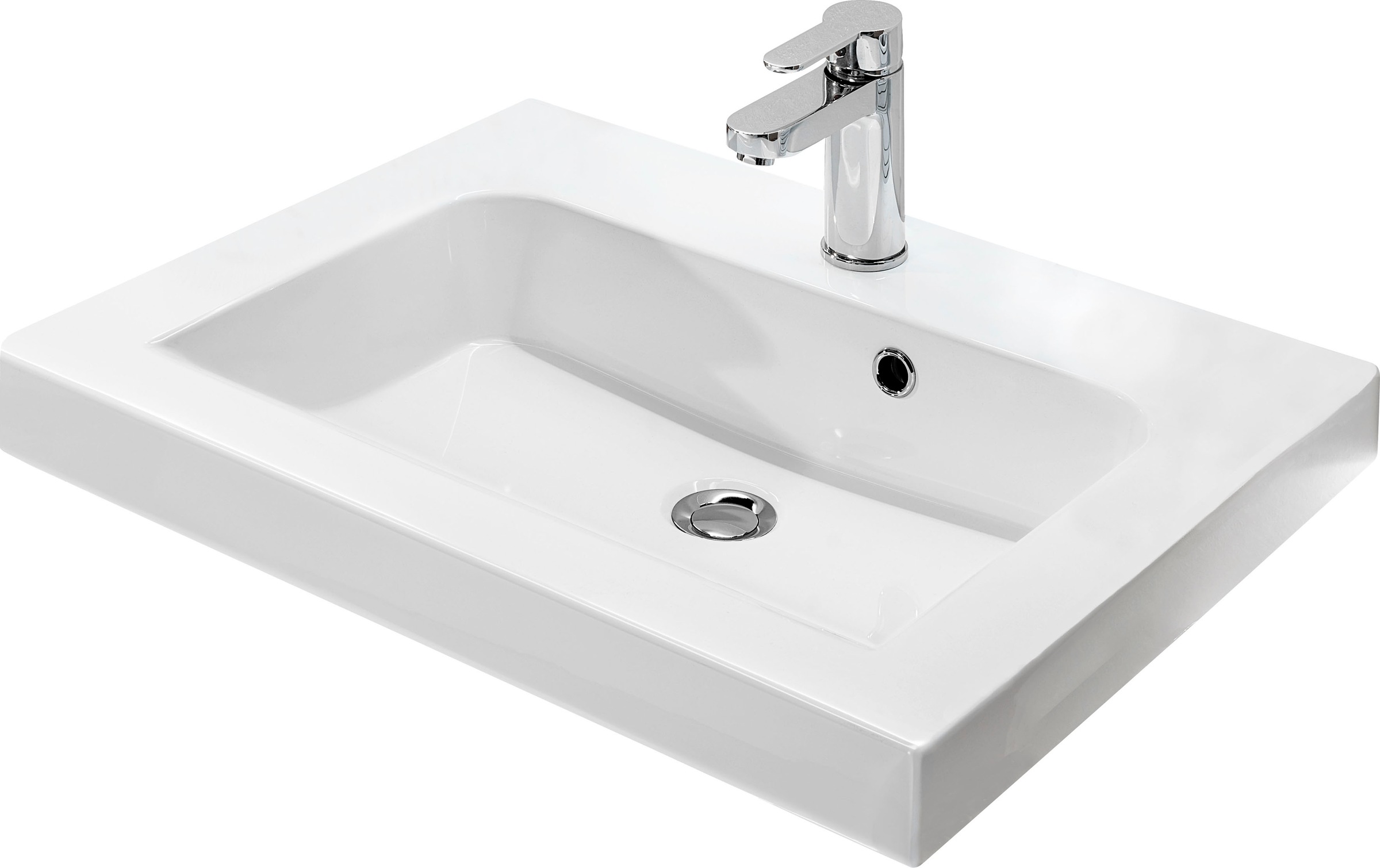 Saphir Badmöbel-Set »Balto Sprint 4-teilig, Mineralmarmor-Waschtisch mit LED-Spiegelschrank«, (5 St.), mit Unterschrank, Midischrank, inkl. Türdämpfer, 4 Türen, 5 Schubladen