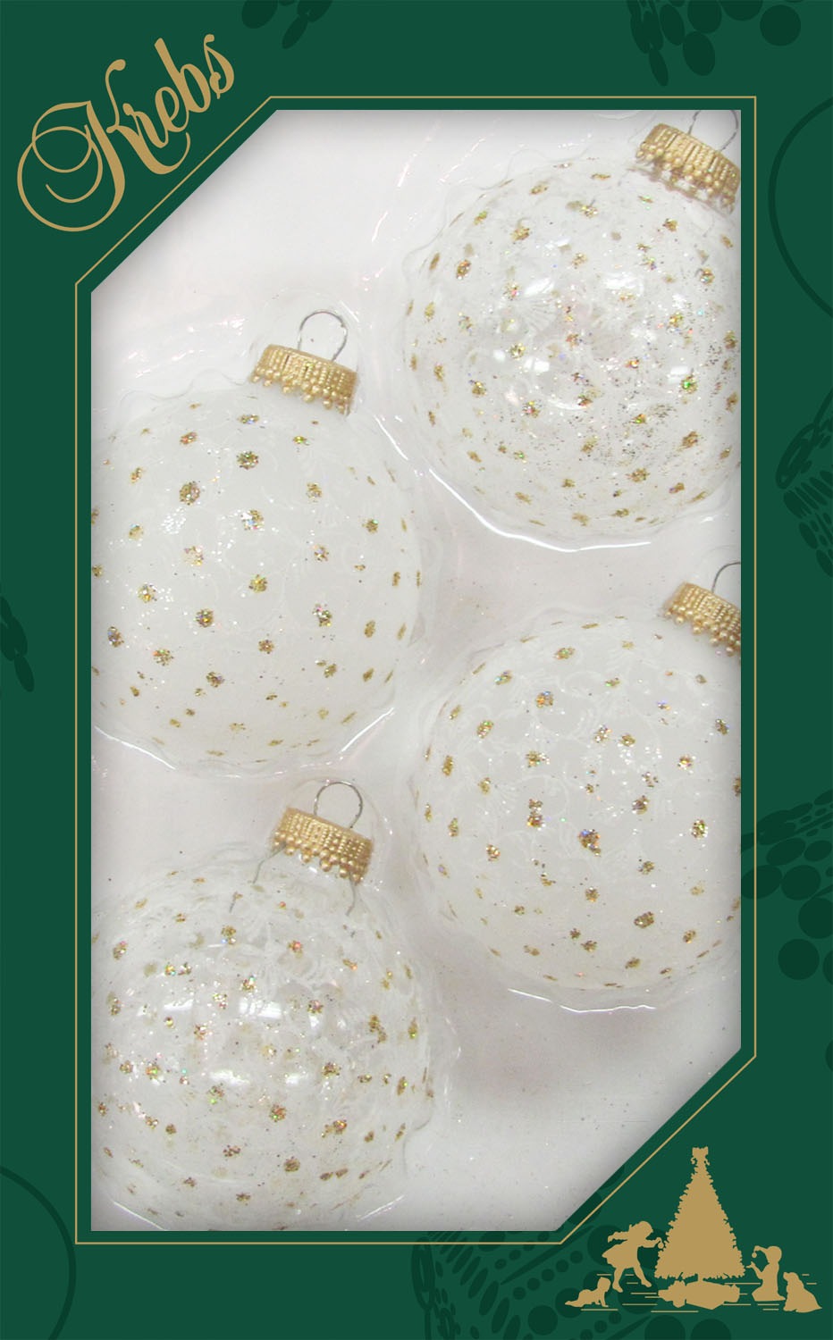Krebs Glas Lauscha Weihnachtsbaumkugel »CBK72751«, (Set, 4 St.), mit Glitterdekor