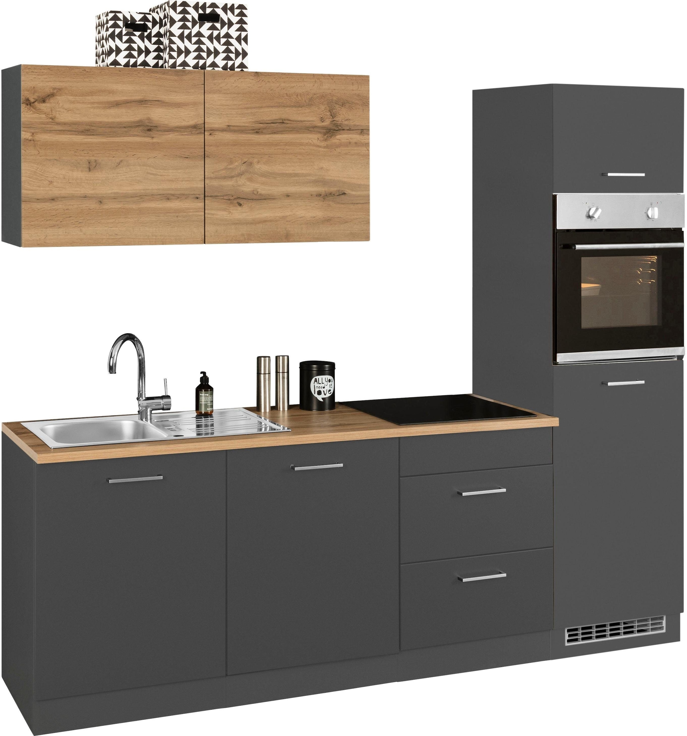 KOCHSTATION Küchenzeile »KS-Kehl«, ohne E-Geräte, Breite 240 cm, für Kühlschrank