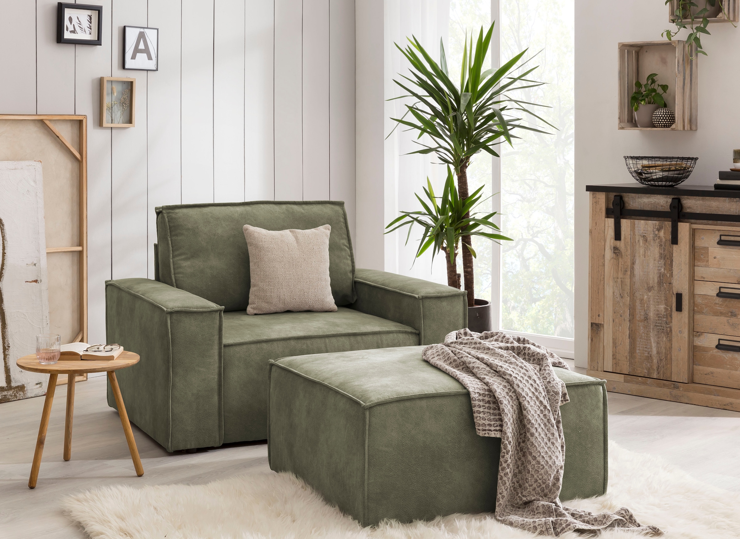 Home affaire Sessel »SHERWOOD«, Loveseat und Hocker im Set, passend zur Polster-Serie SHERWOOD