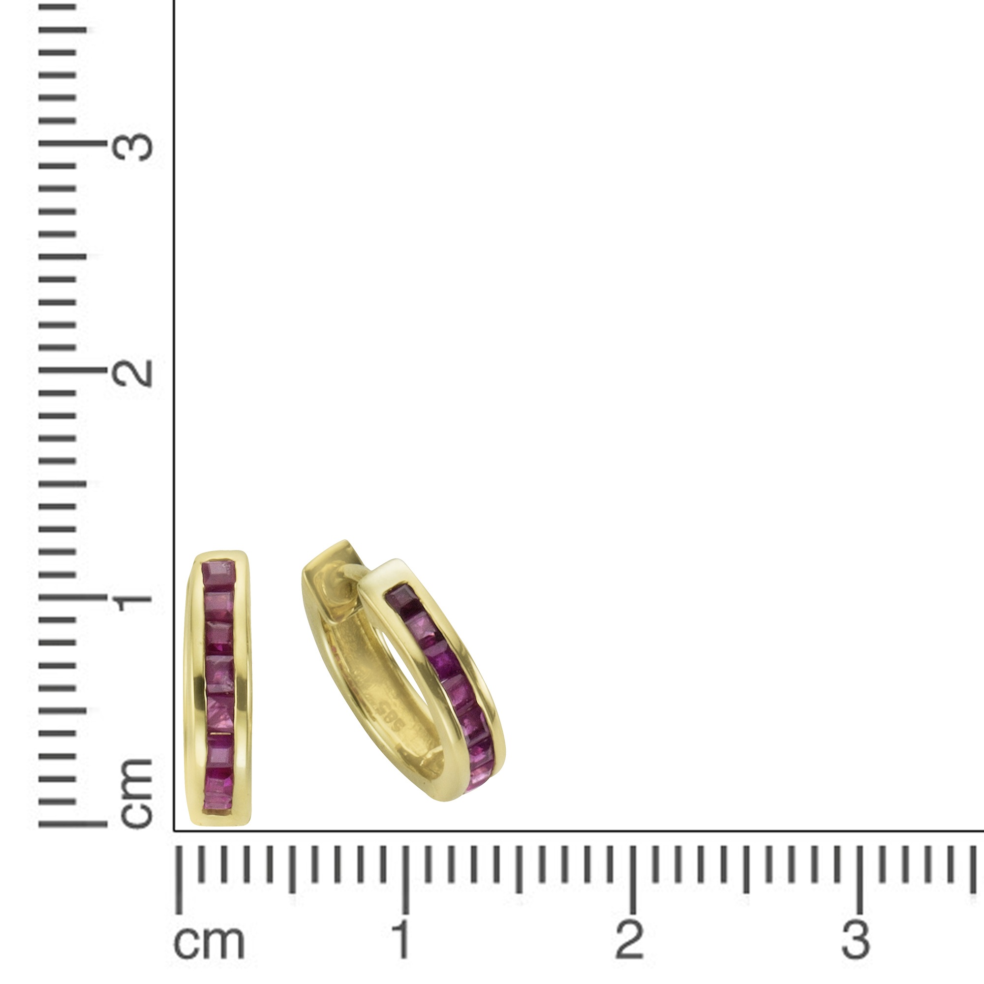 Fascination by Ellen K. Paar Creolen »Gold 585 mit 16 natürlichen Rubinen 12mm Durchmesser«