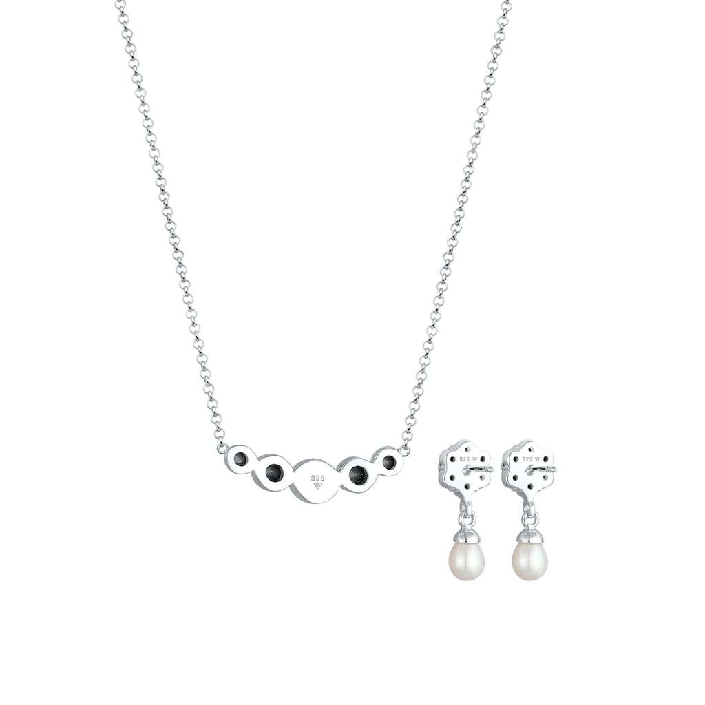 Elli Premium Schmuckset »mit Perle und Kristalle 925 Silber«