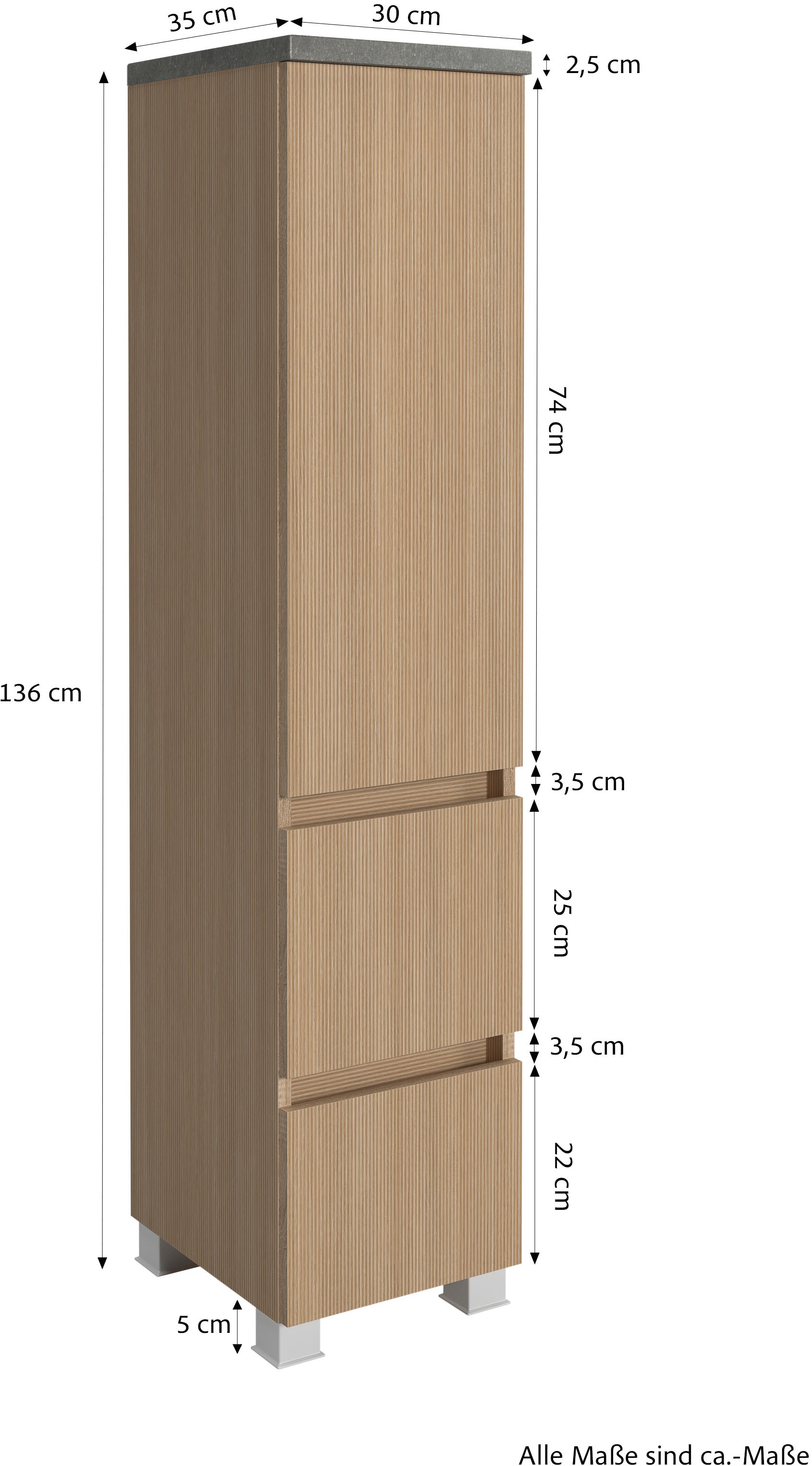 welltime Badmöbel-Set »Set 120 cm breit, Badmöbel mit LED-Beleuchtung«, Held Möbel, 5tlg. Unterbecken-Set, Eixo