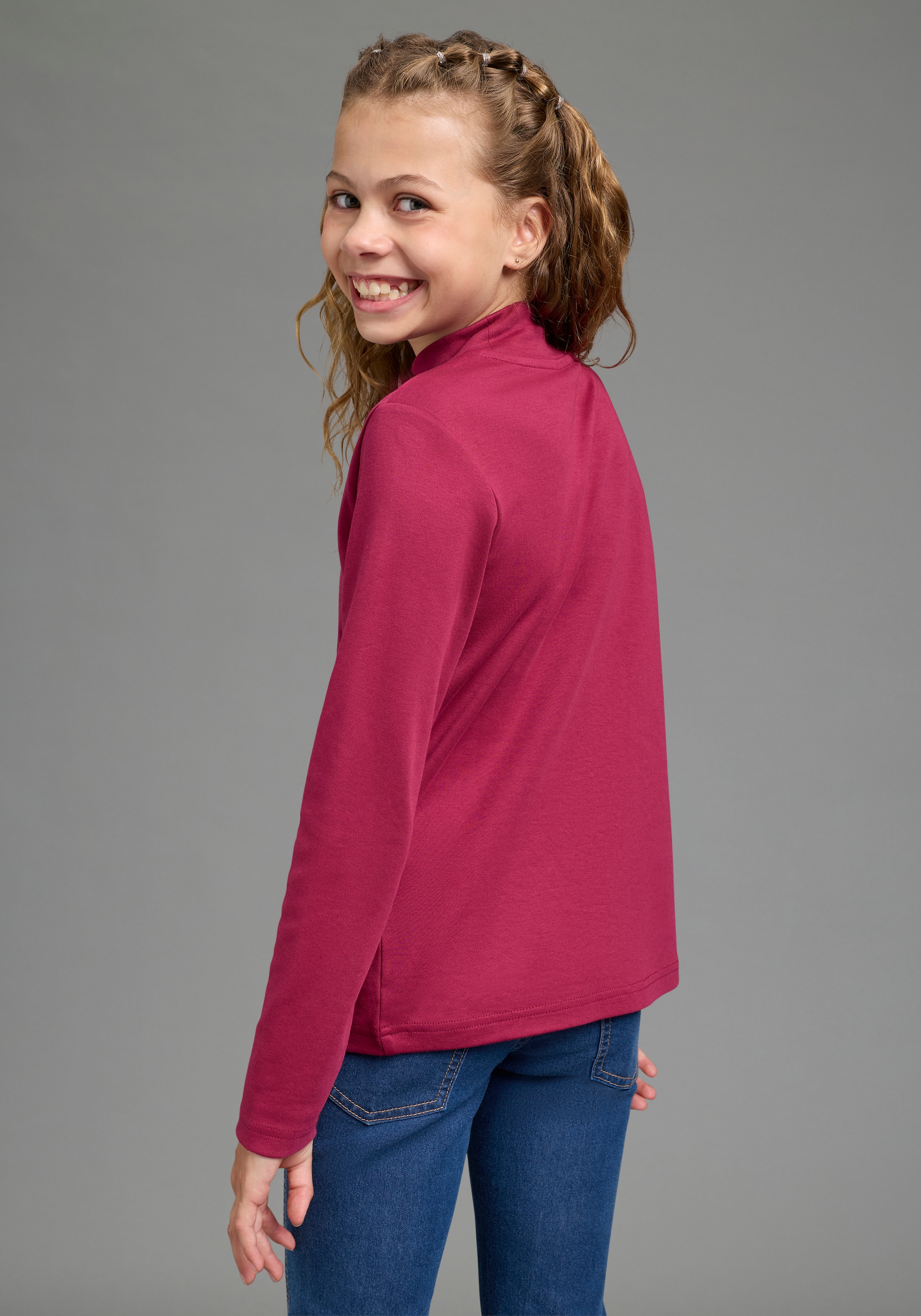 H.I.S Langarmshirt »2er Packung Shirts in Interlockware, kurze Form« Packung, 2,  mit Langarm, mit Rollkragen und Rundhalsausschnitt, unifarben
