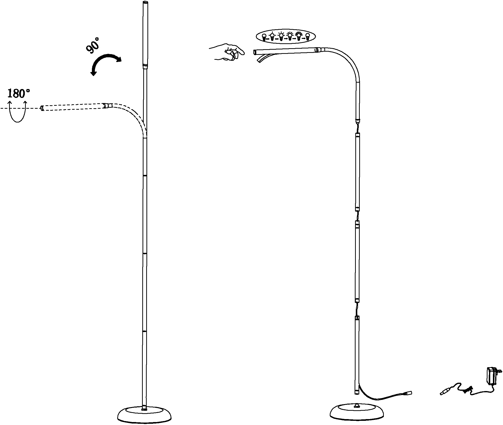 EGLO Stehlampe »LAROA«, 1 flammig, Leuchtmittel LED-Board | LED fest integriert, Standlampe, Touch, dimmbar, Stehleuchte, Standleuchte, LED Bürolampe