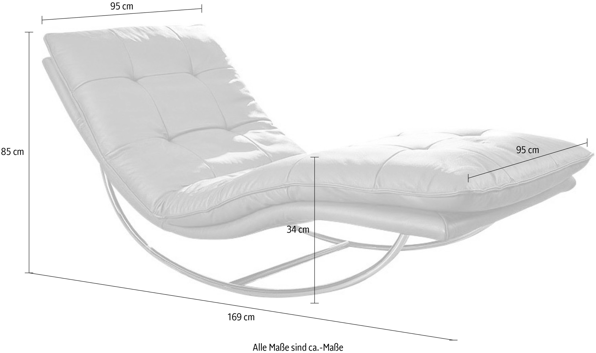 W.SCHILLIG Relaxliege »daily dreams«, in Waffelkissen-Optik, Schaukelgestell silber matt, in 2 Breiten