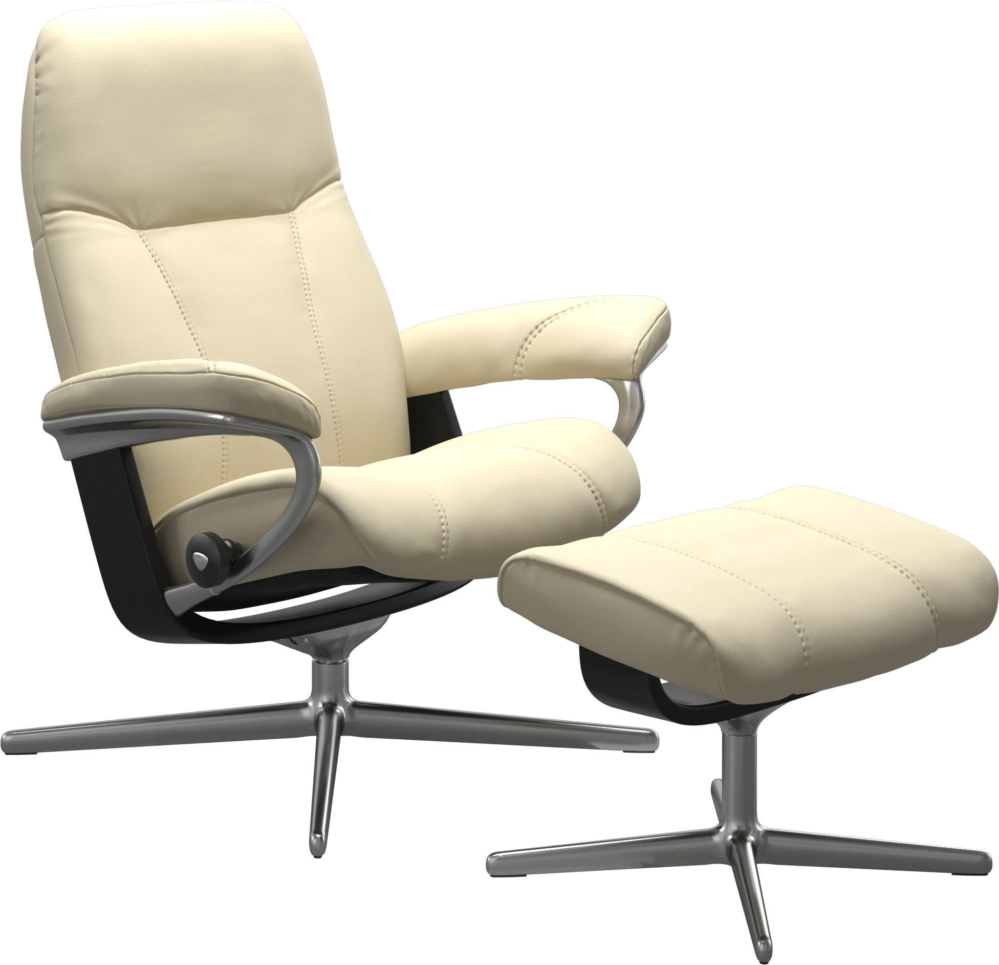 Stressless® Relaxsessel »Consul«, (Set, Relaxsessel mit Hocker), mit Hocker, mit Cross Base, Größe S, M & L, Holzakzent Schwarz