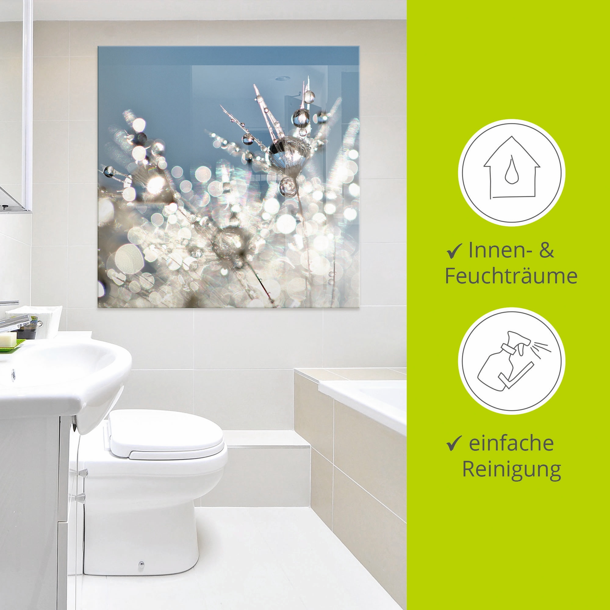 Artland Glasbild »Pusteblume Tropfen abstrakt« Blumen 1 Stk. tlg. in verschiedenen Größen