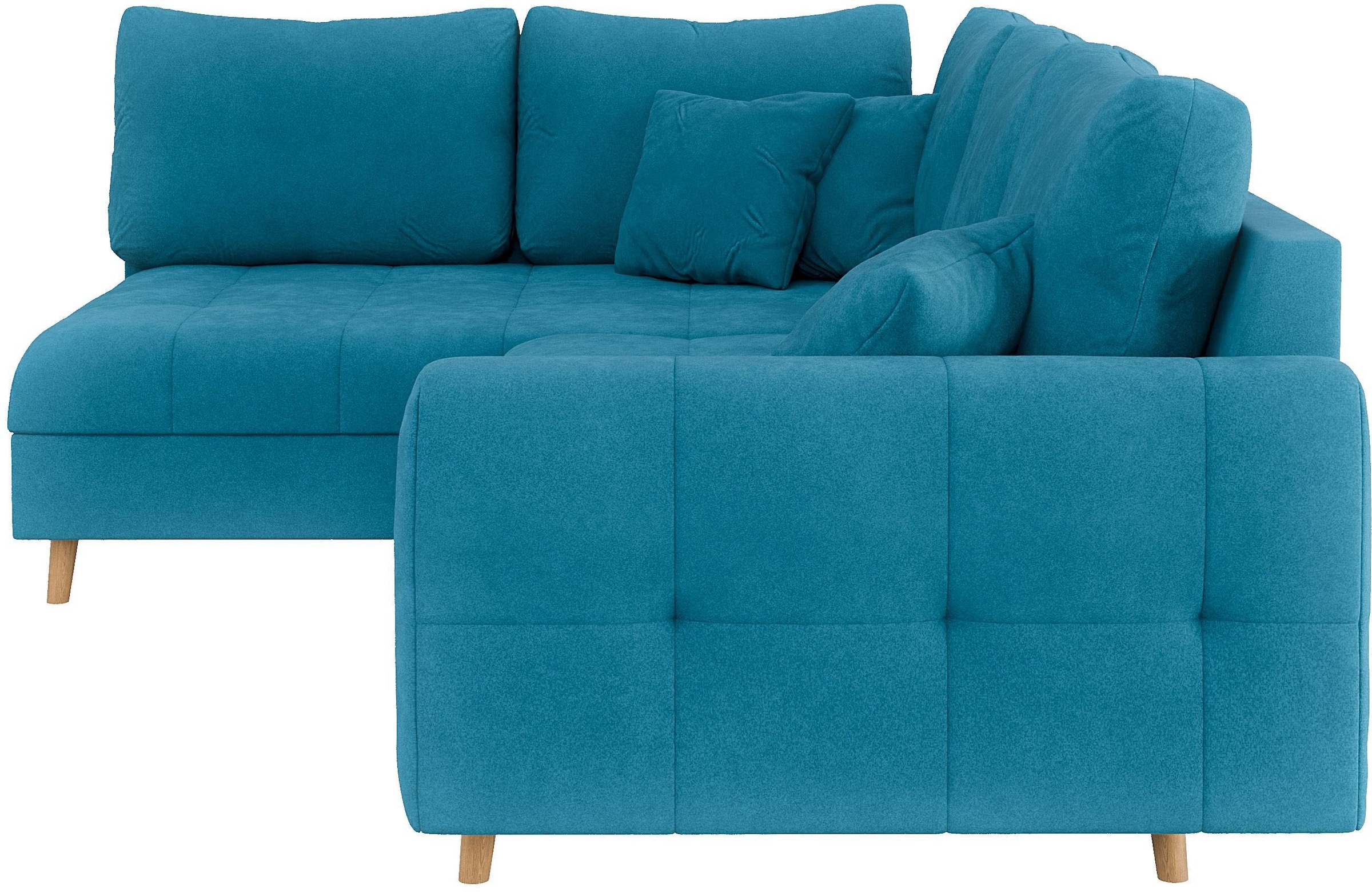 Home affaire Ecksofa »CHARRE L-Form mit Ottomane, Maße B/T/H: 231/161/81 cm« feine Steppung, lose Rücken- und Zierkissen, auch in Cord und Bouclé