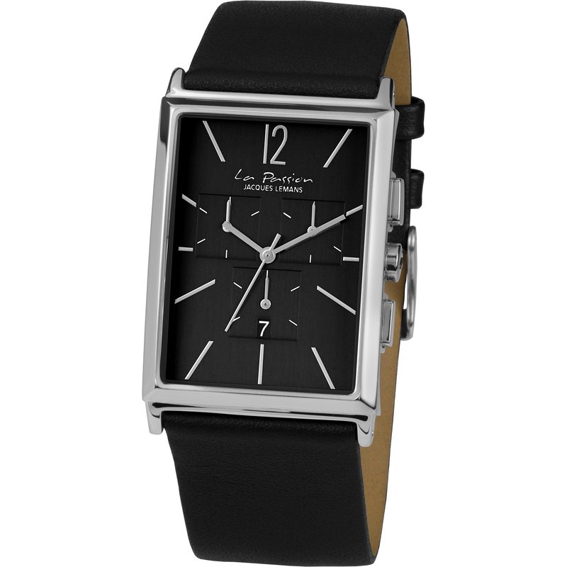 JACQUES LEMANS Chronograph »La Passion« Quarzuhr, Armbanduhr, Damenuhr, Herrenuhr, Lederarmband, Stoppfunktion, Tag schwarz Klassisch schöner...