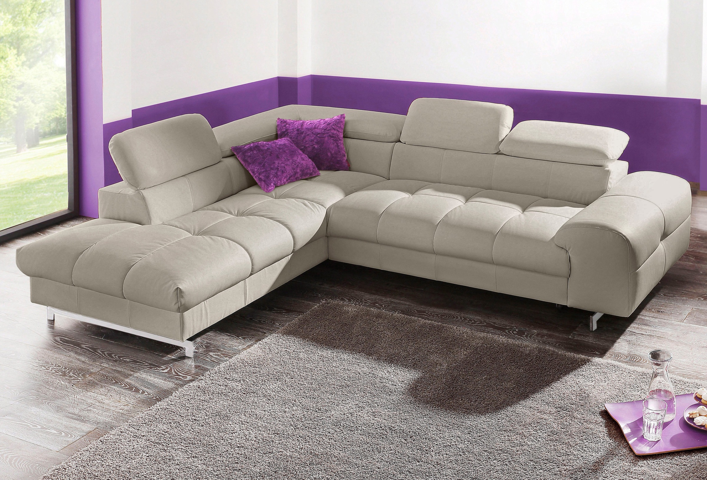 COTTA Ecksofa »Chef L-Form«, mit Kopfteilverstellung, edle Metallkufen, wah günstig online kaufen