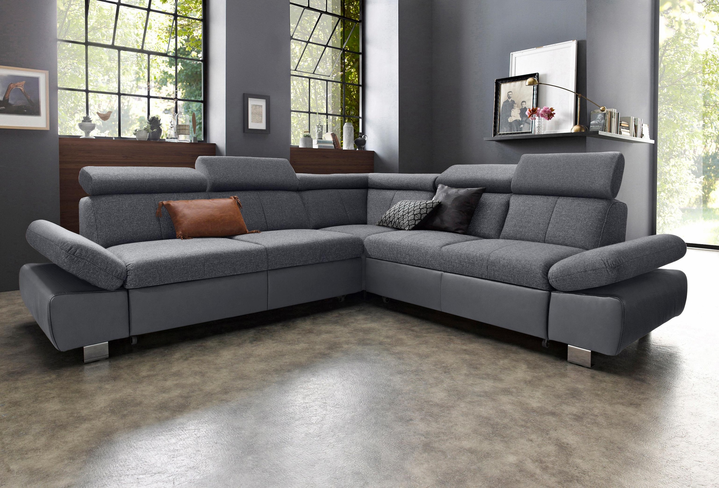 exxpo - sofa fashion inklusive Rechnung auf mit bestellen Ecksofa und Bettfunktion »Happy«, Armteilverstellung, wahlweise Kopfteil