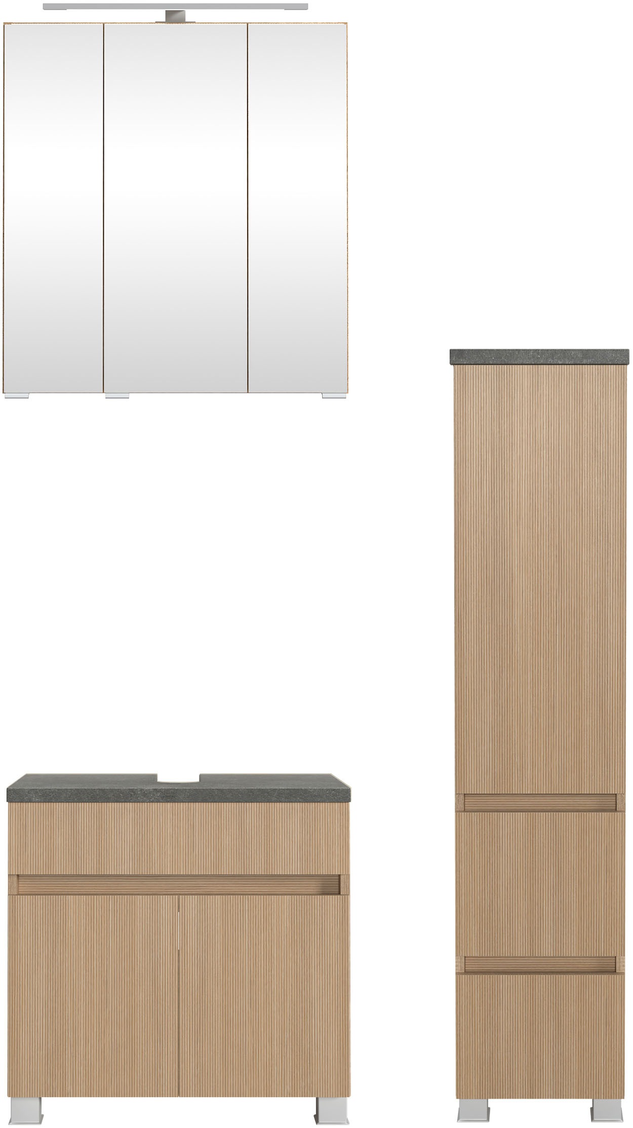 welltime Badmöbel-Set »Eixo«, Set 90 cm breit, Badmöbel mit LED-Beleuchtung günstig online kaufen