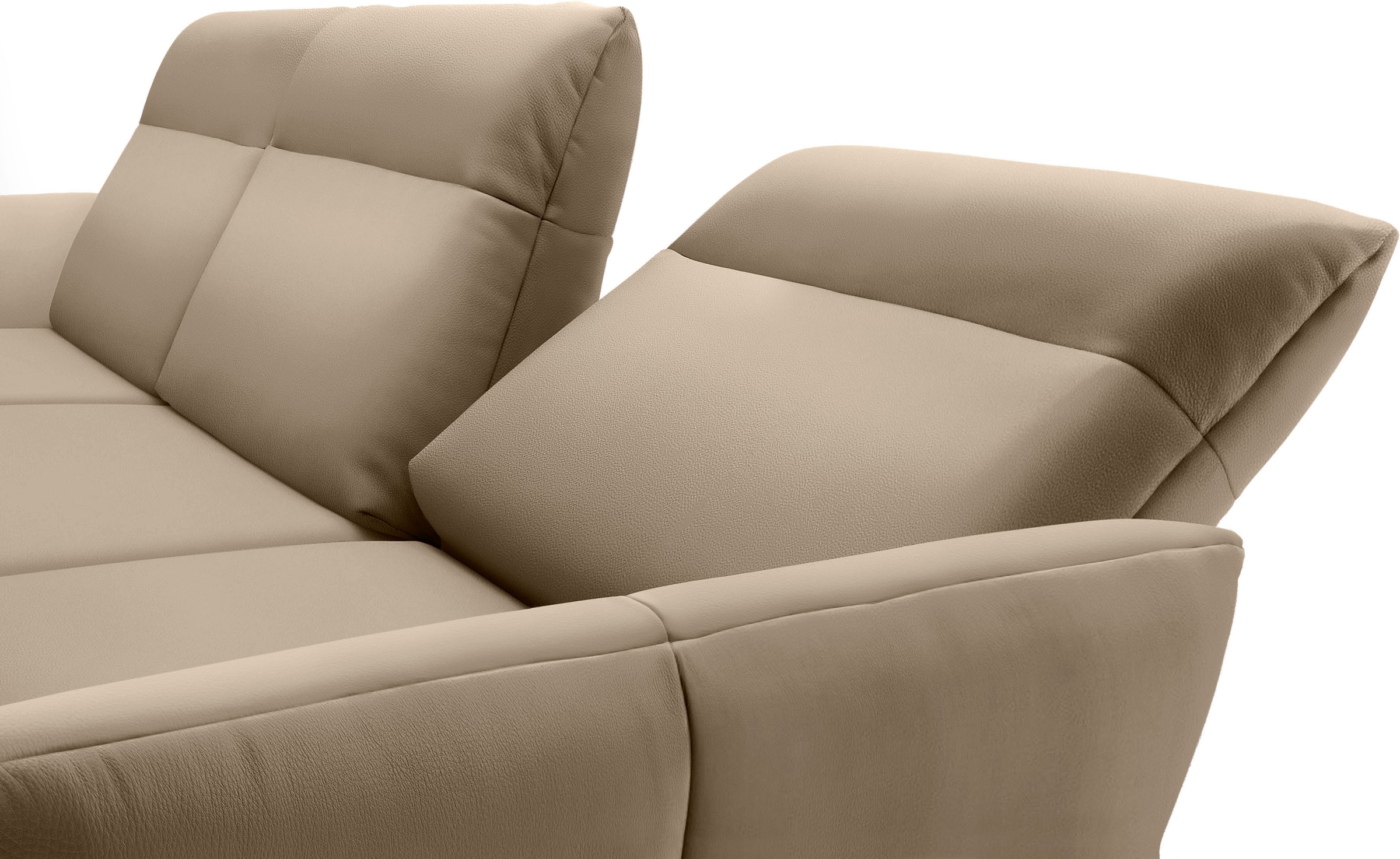 Creation BY ROLF BENZ Ecksofa »CR.460«, Sockel in Nussbaum, Winkelfüße in Umbragrau, Breite 338 cm