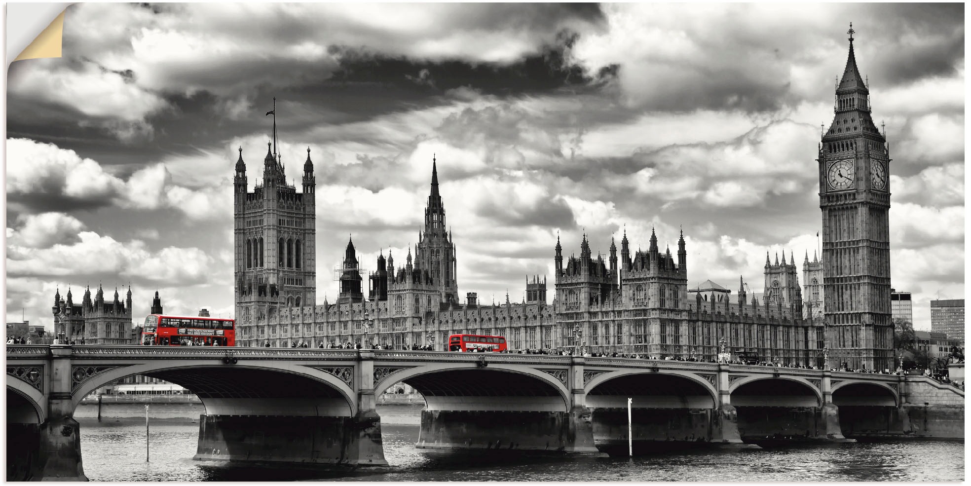 Artland Wandbild »London Westminster Bridge & Red Buses«, Großbritannien, ( günstig online kaufen