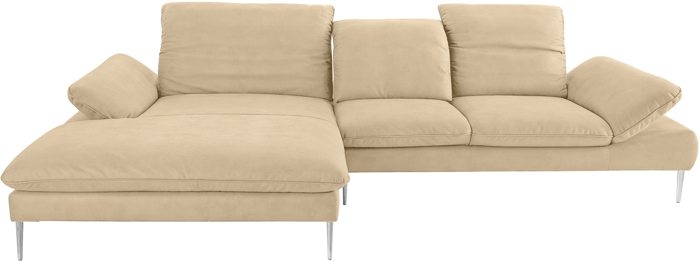 W.SCHILLIG Ecksofa »enjoy&MORE, Designsofa, bequem, zeitlos und elegant, L-Form«, mit Sitztiefenverstellung, Füße Chrom glänzend, Breite 340 cm