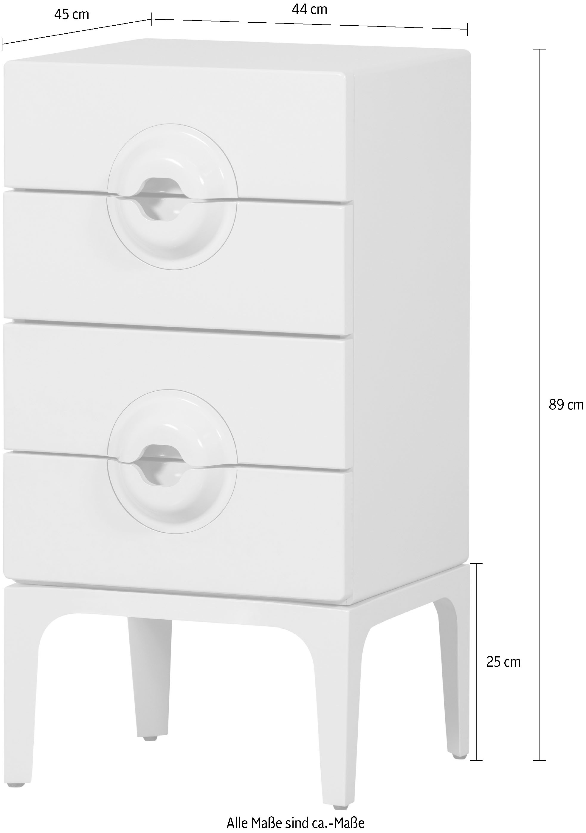 WOOOD Kommode »Merge Eukalyptusholz mit Metallbeinen H 89 x B 44 x T 45 cm« Einzigartiger Griff, Tragkraft 10 kg pro Auszug, montiert geliefert