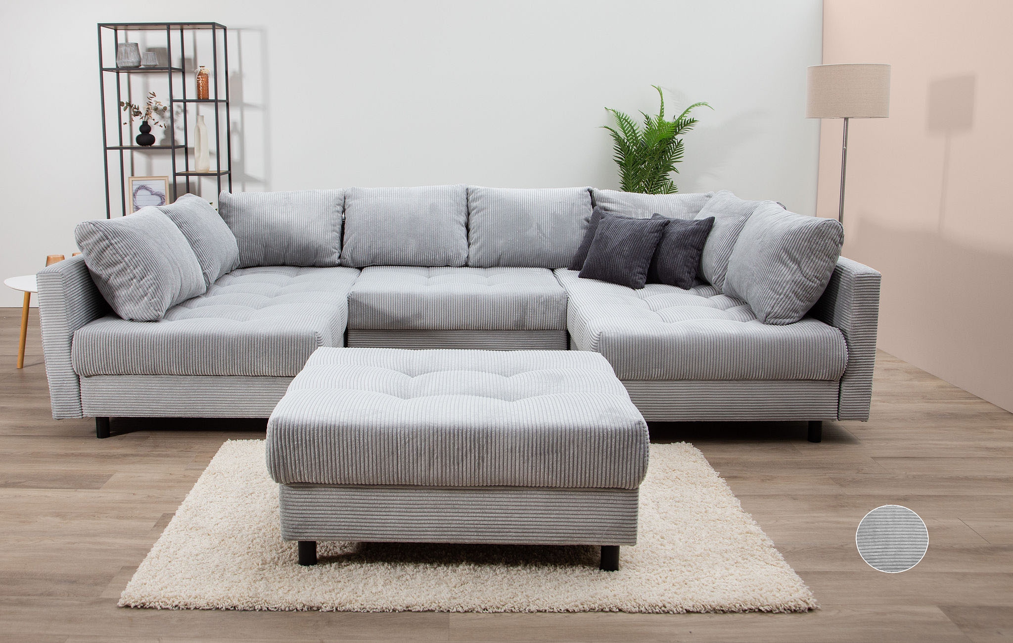 COLLECTION AB Wohnlandschaft »Toni U-Form, B: 298 cm« mit Hocker & 3 Zierki günstig online kaufen